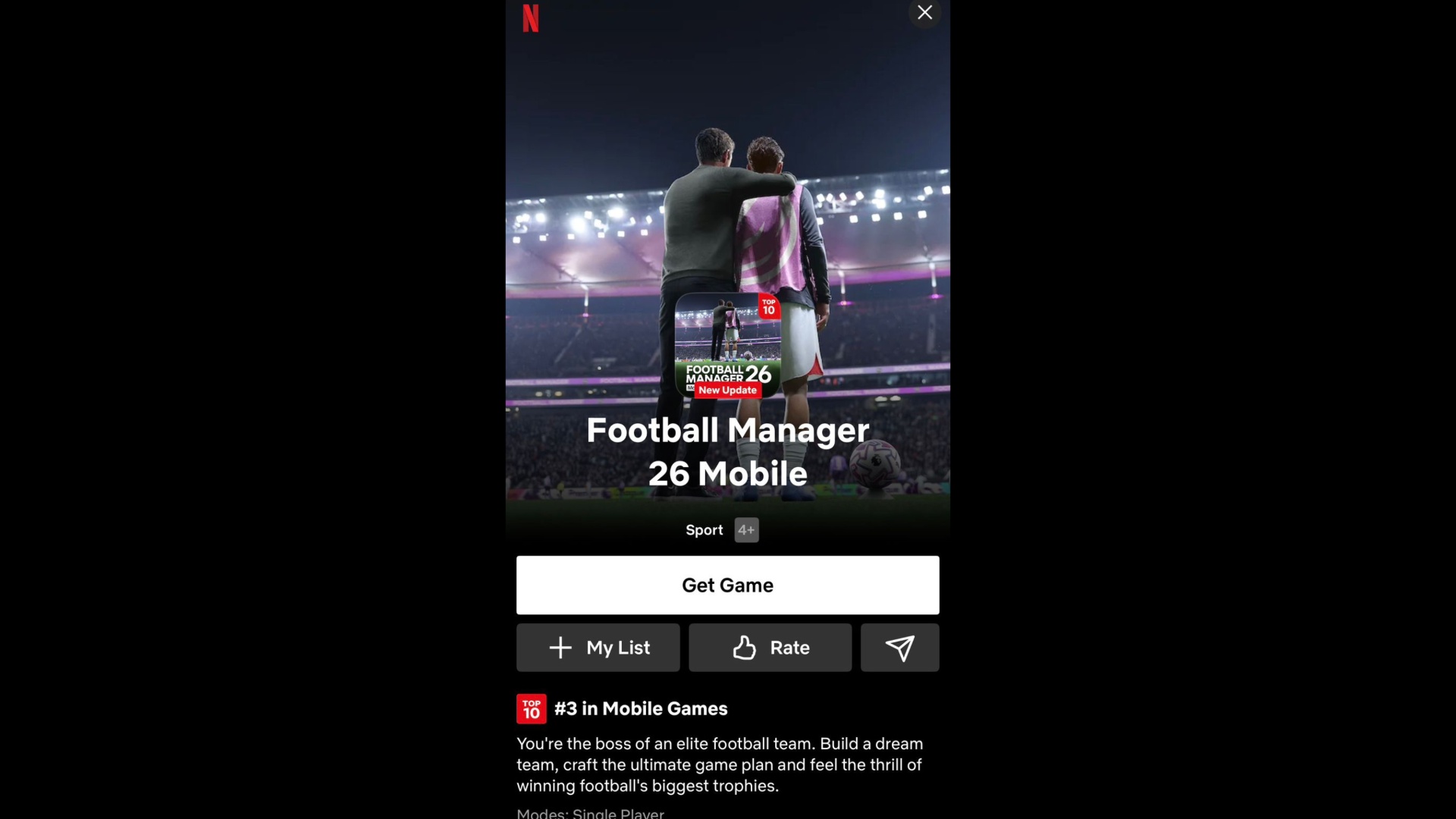 Football Manager 2026 on Netflix
