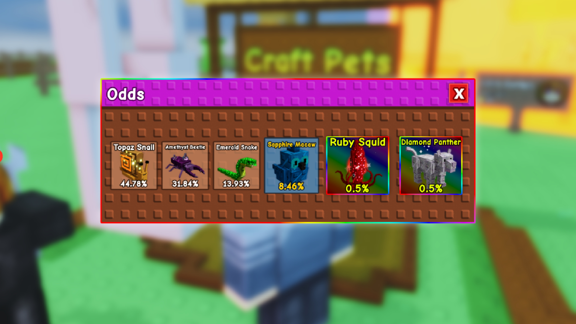 Gem Egg Hatch Chances (Image via Roblox Corporation)