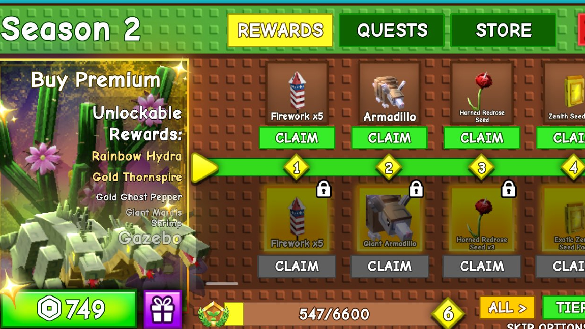 Grow a Garden Season 2 Pass Rewards (Image via Roblox Corporation)