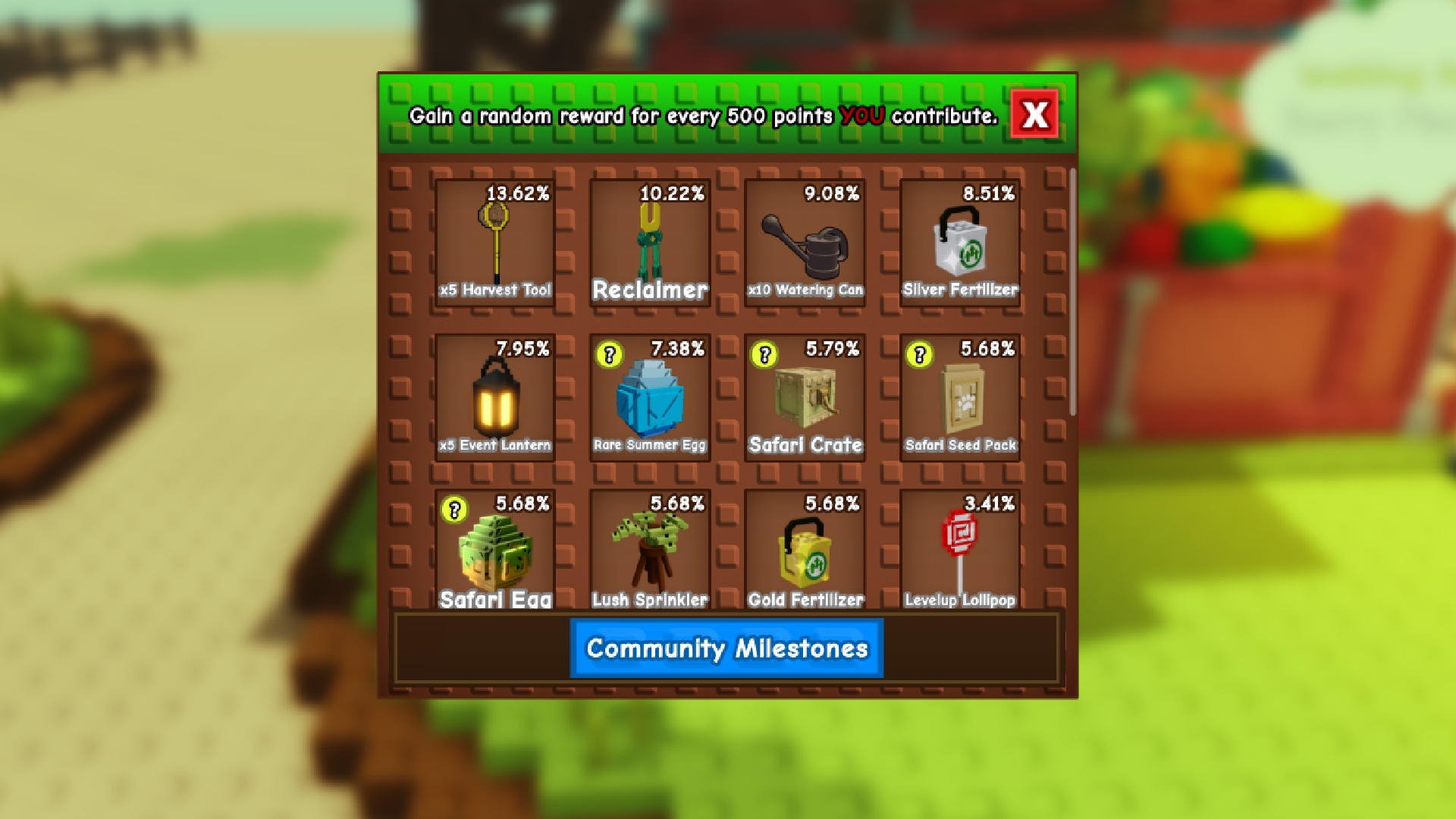 Individual rewards (Image via Roblox Corporation)
