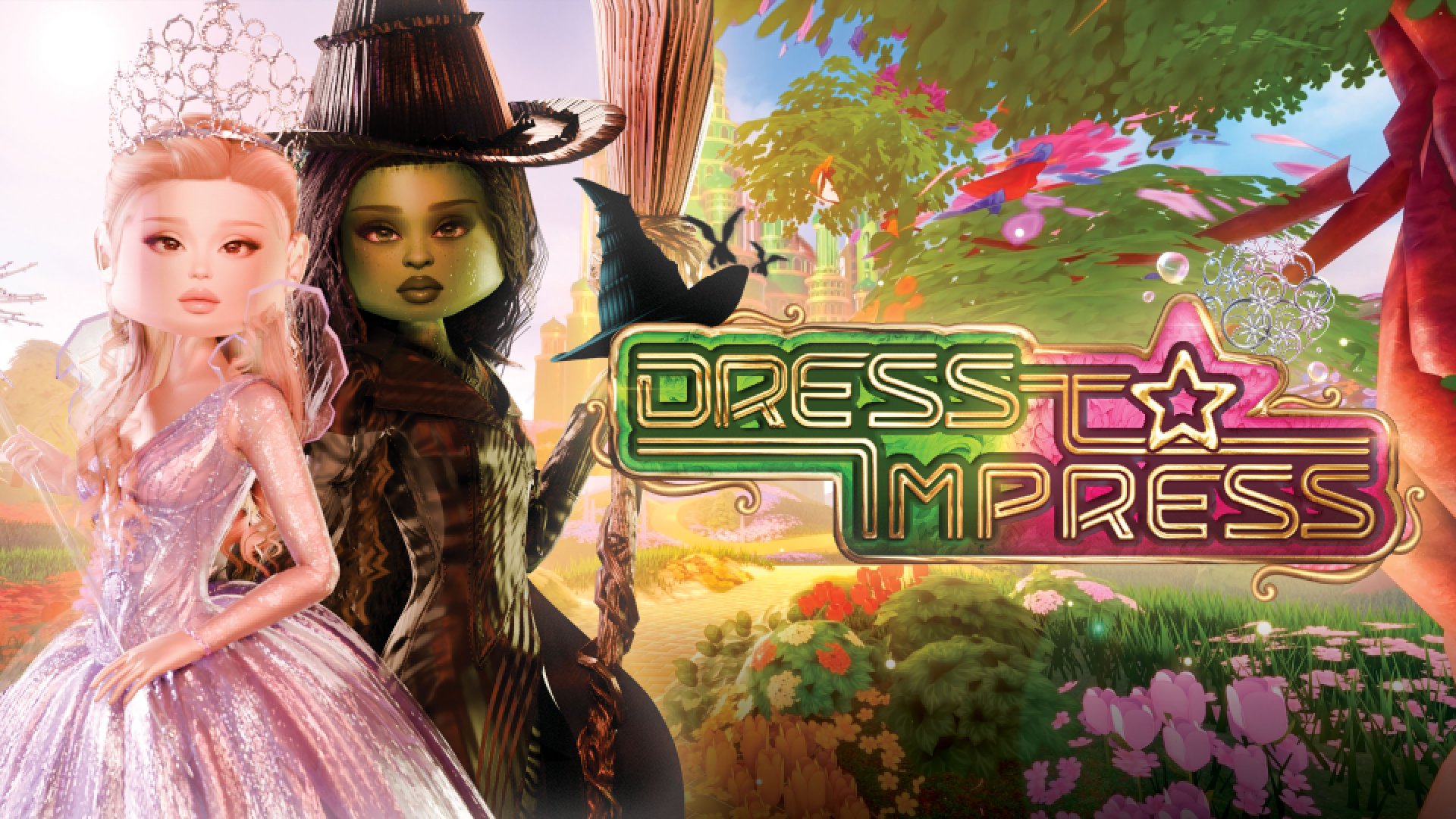 Learn how to get the Elphaba and Glinda costumes in Dress To Impress (Image via Roblox Corporation)