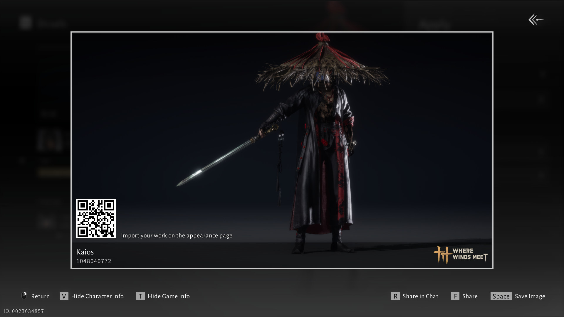 Male character customization code 1 in Where Winds Meet.