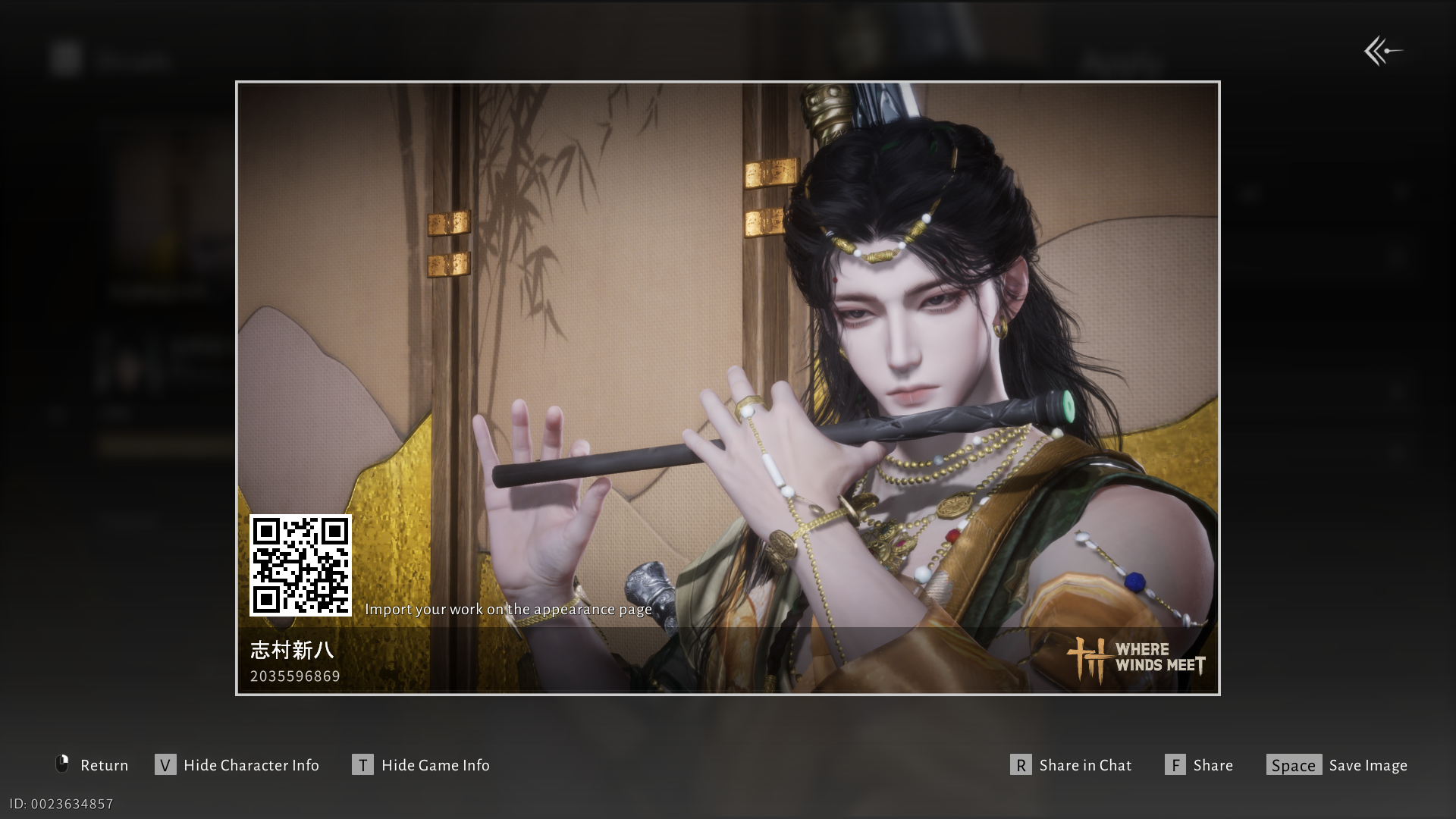 Male character customization code 3 in Where Winds Meet.