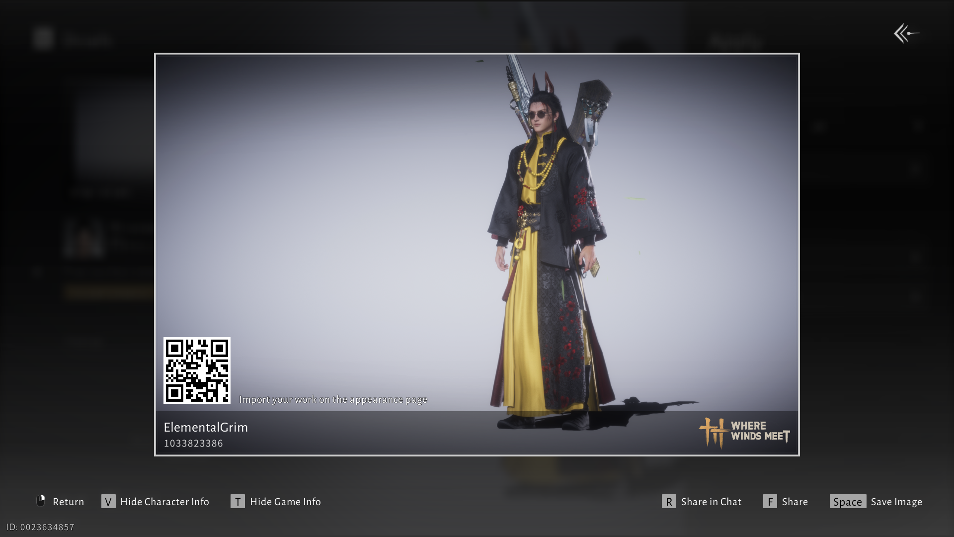 Male character customization code 4 in Where Winds Meet.
