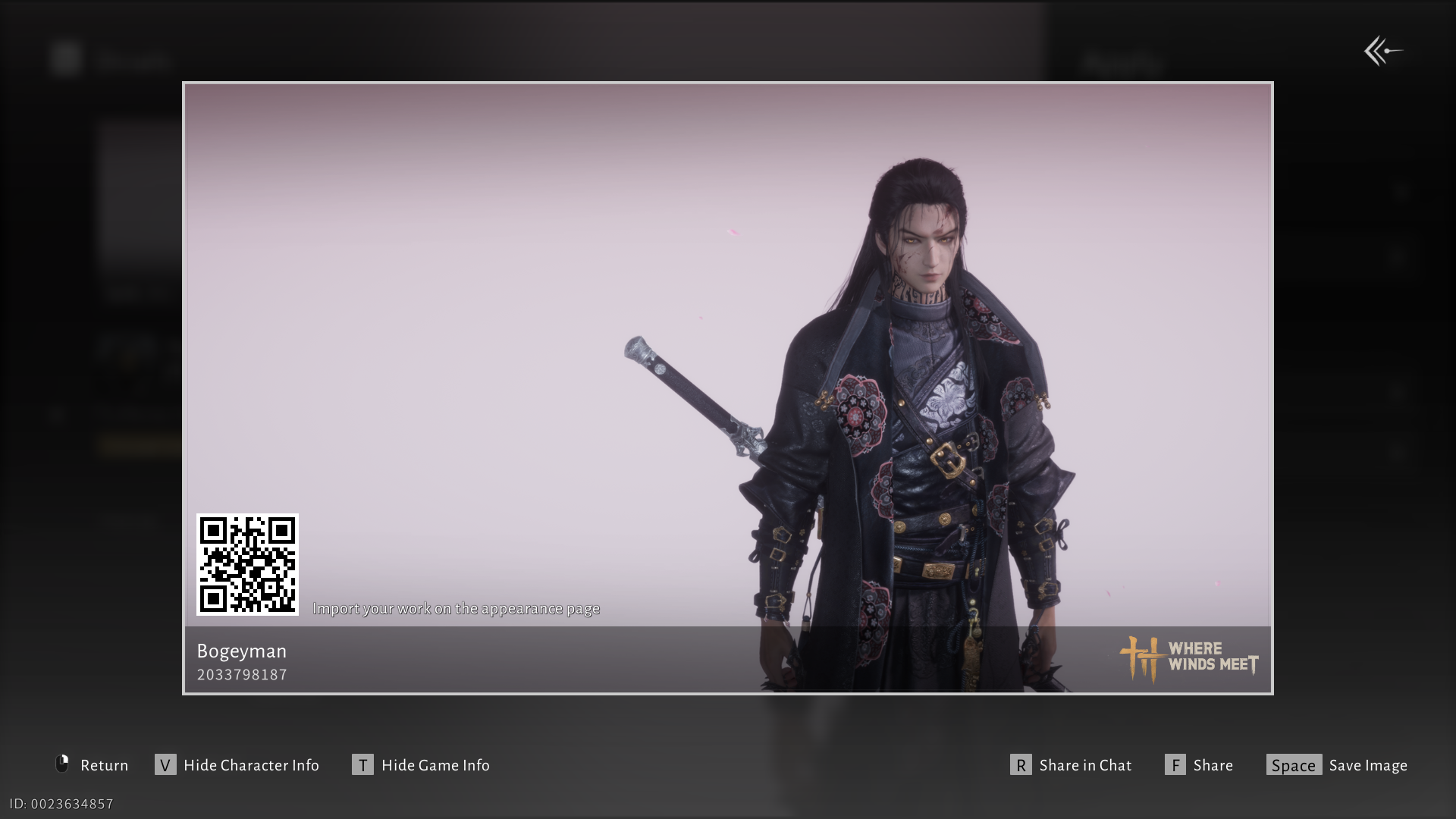 Male character customization code 5 in Where Winds Meet.