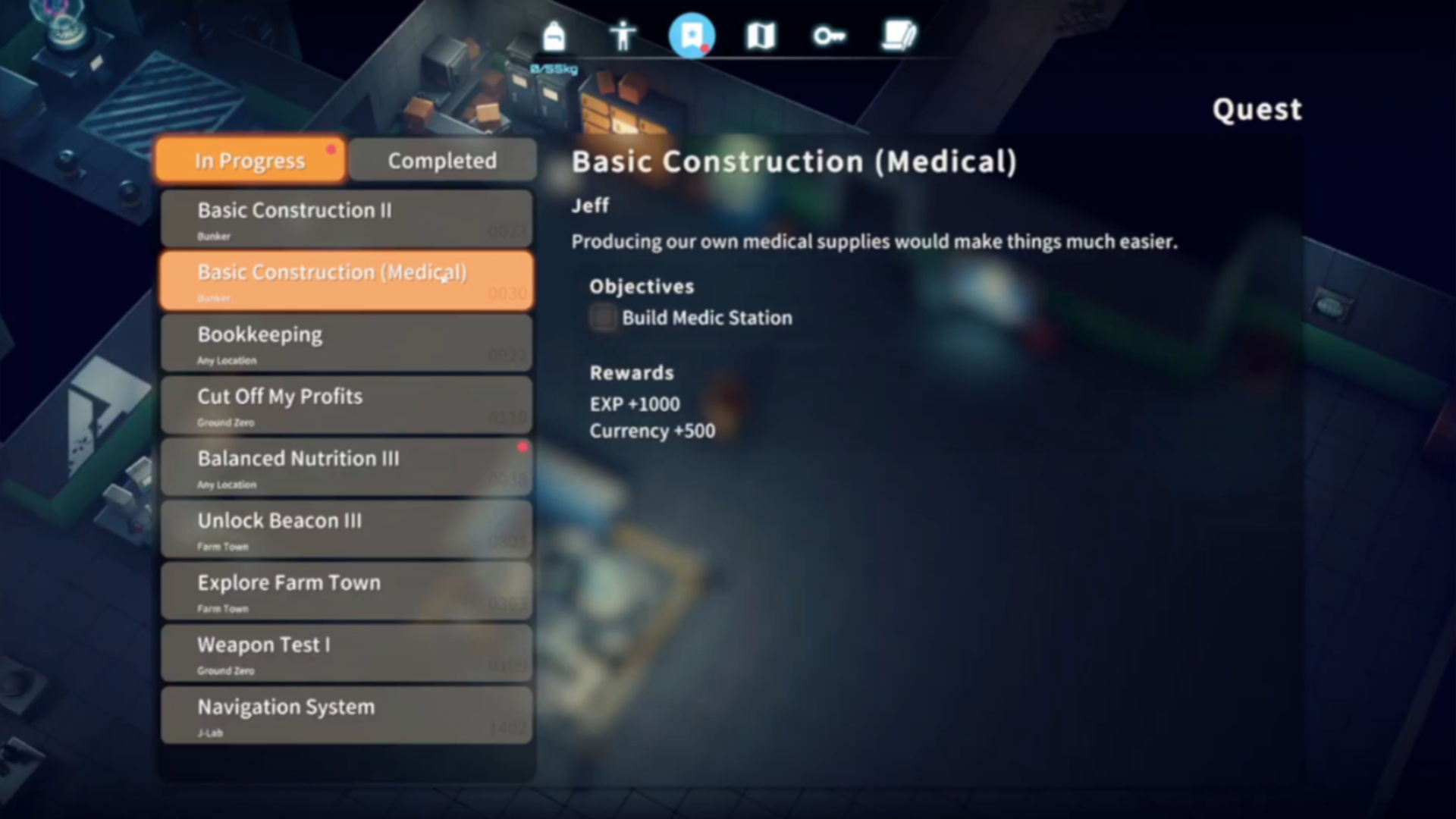 Details about the Basic Construction (Medical) quest (Image via bilibili)