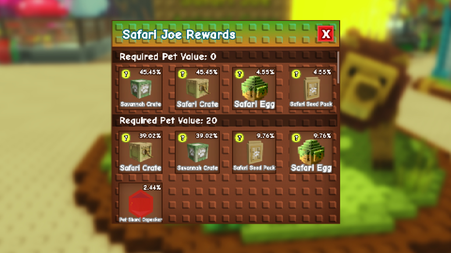 Safari Joe Rewards (Image via Roblox Corporation)