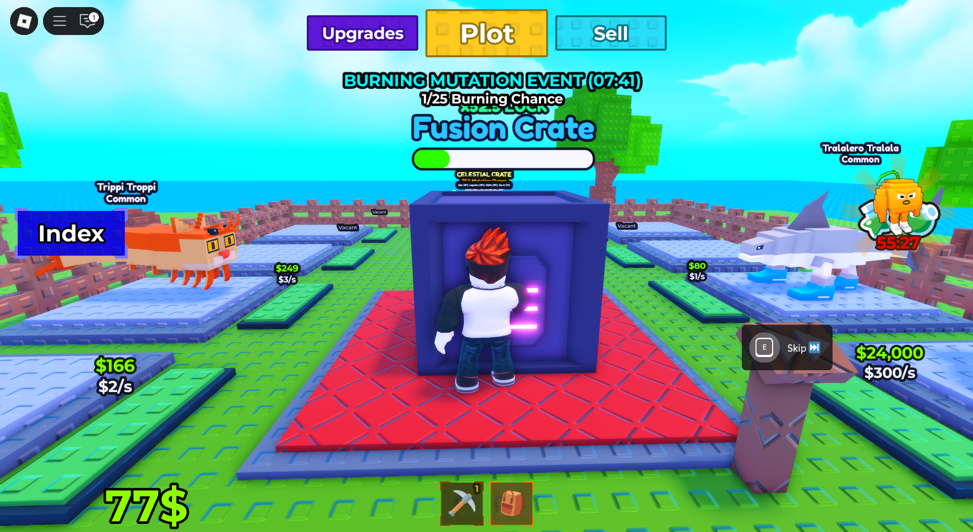 Smashing the crate with a weapon (Image via Roblox Corporation)