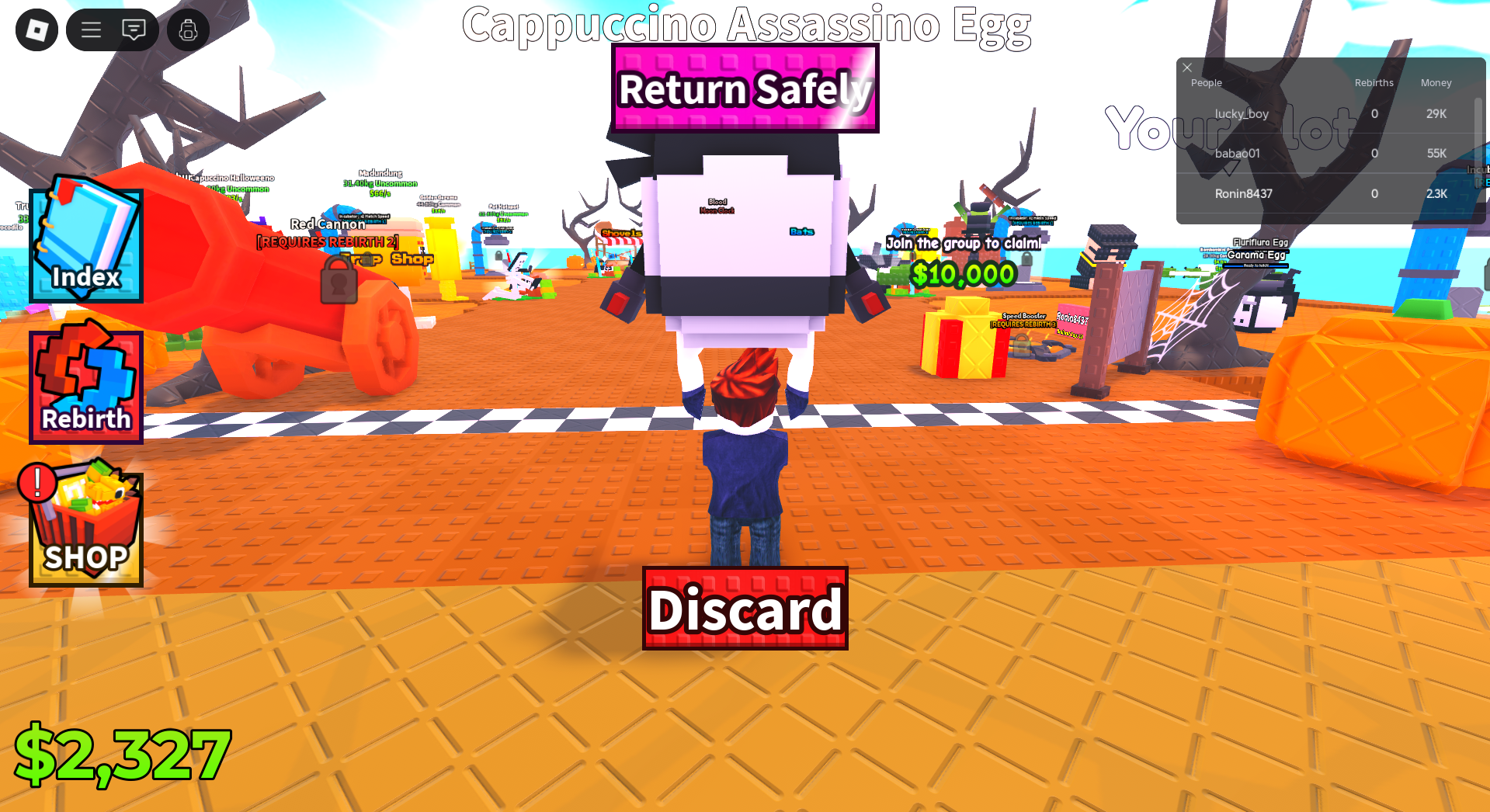 Carrying the egg to the finish line (Image via Roblox Corporation)