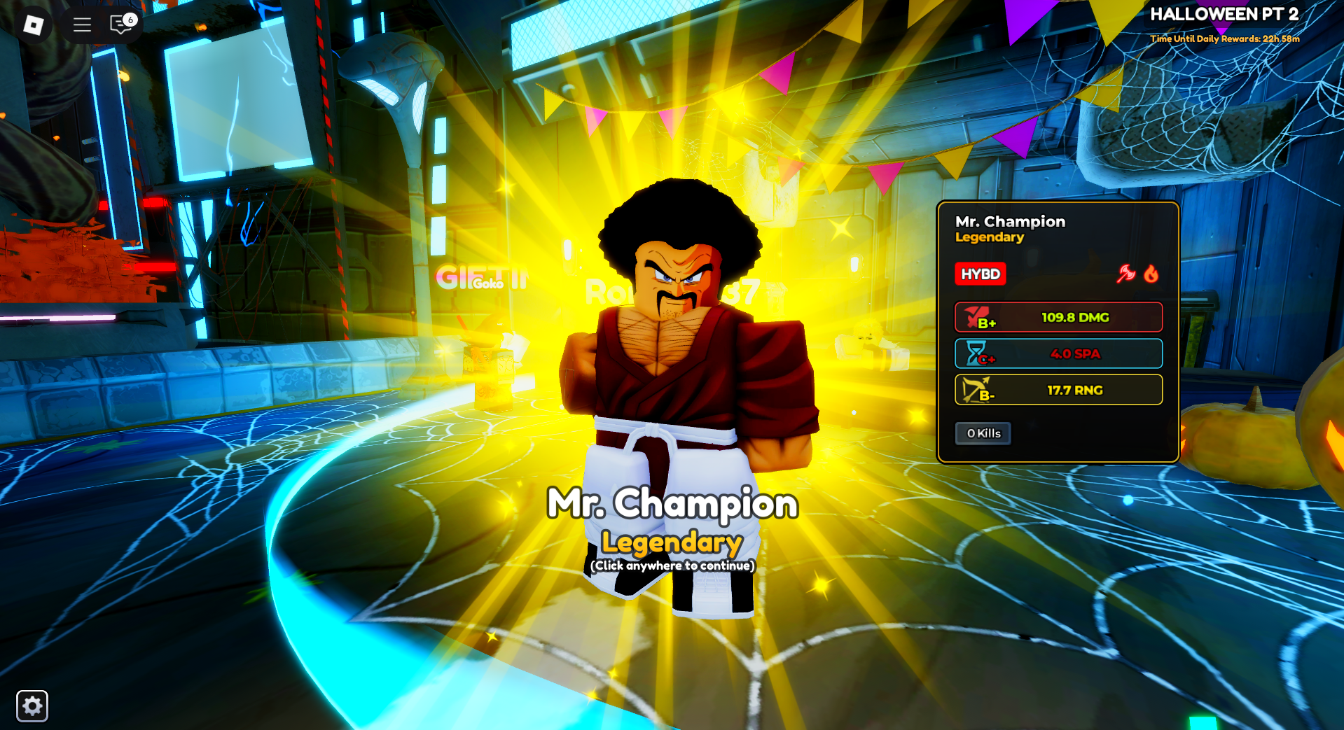 Unlocking one of the legendary characters (Image via Roblox Corporation)