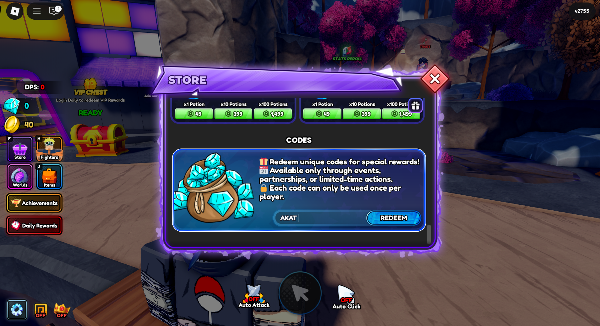 Redeeming Codes (Image via Roblox Corporation)