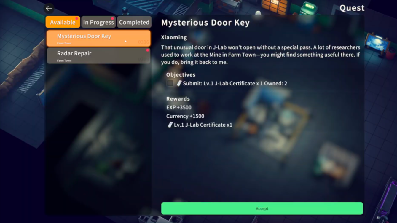 Objectives of the Mysterious Door Key quest in the game (Image via bilibili)