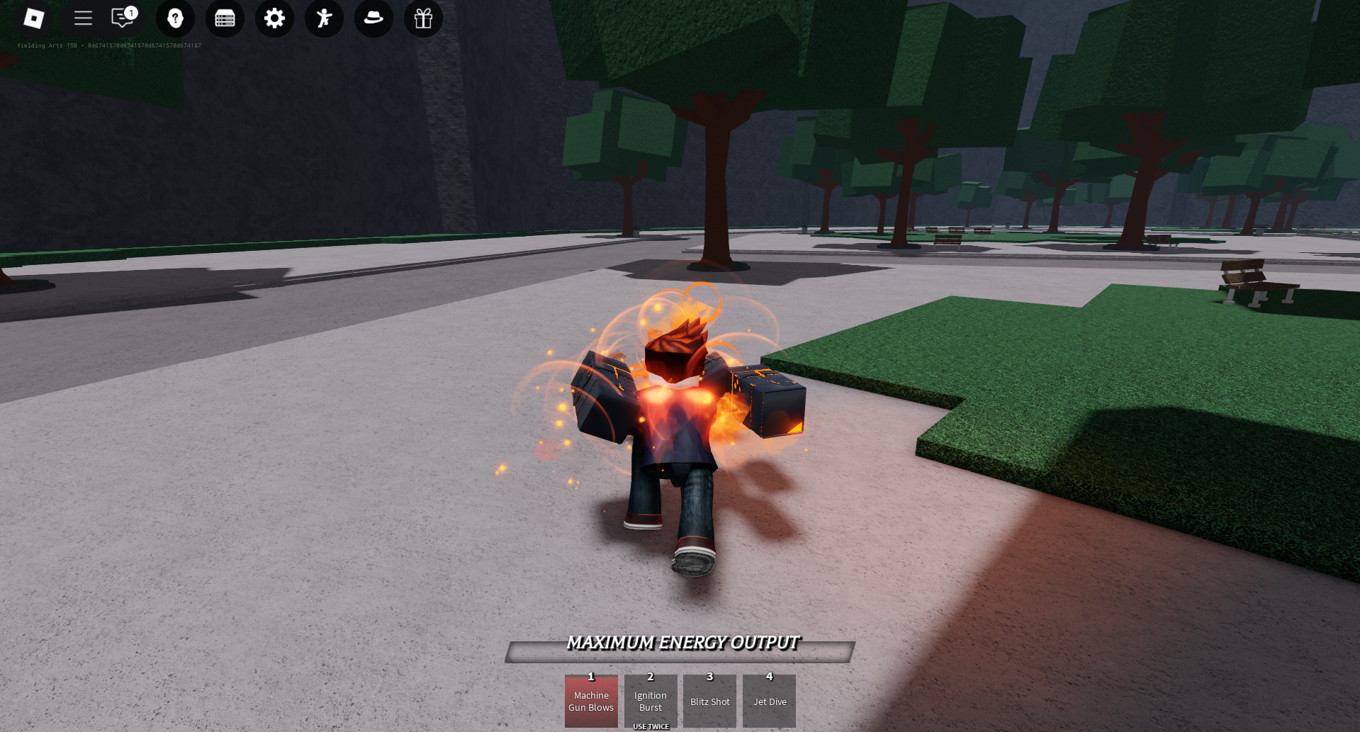 Using the moves of destructive cyborg (Image via Roblox Corporation )