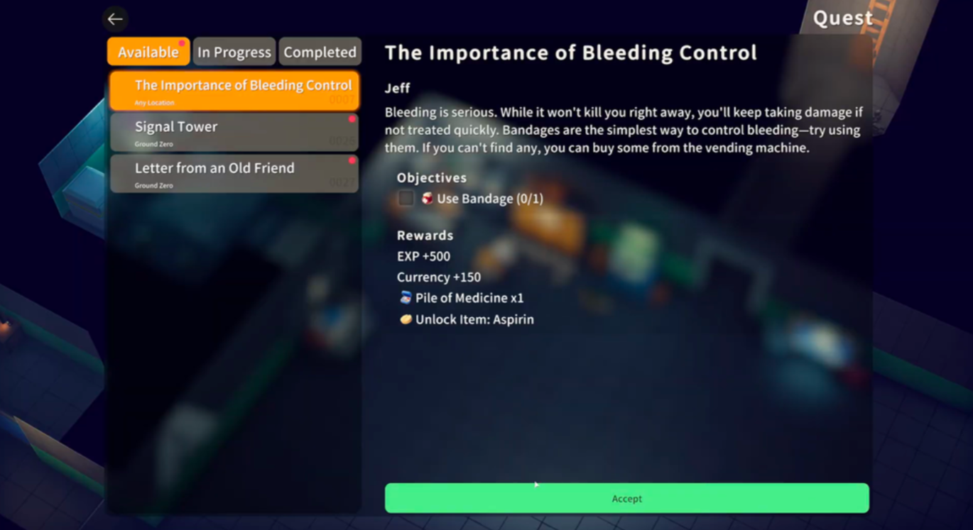 Details about The Importance of Stop Bleeding quest (Image via bilibili)