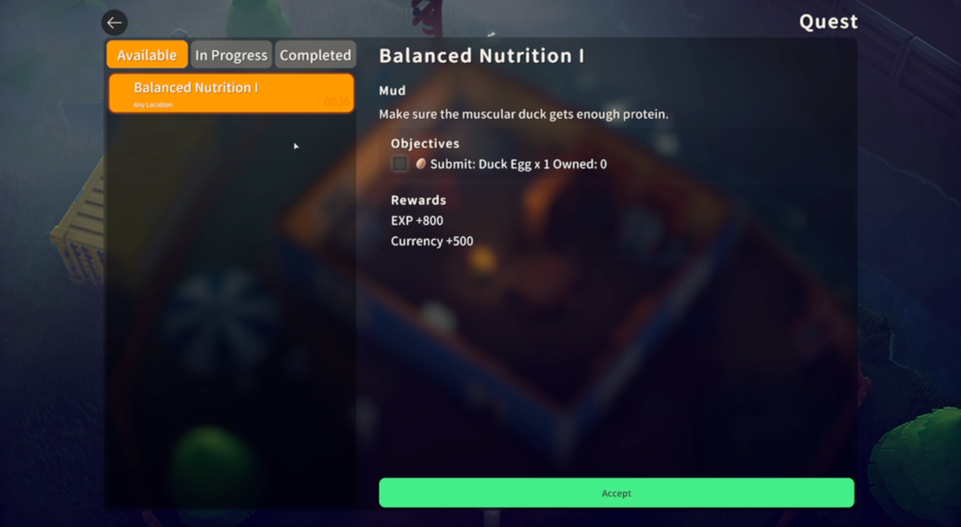 Details about the Balanced Nutrition I quest in the game (Image via bilibili)