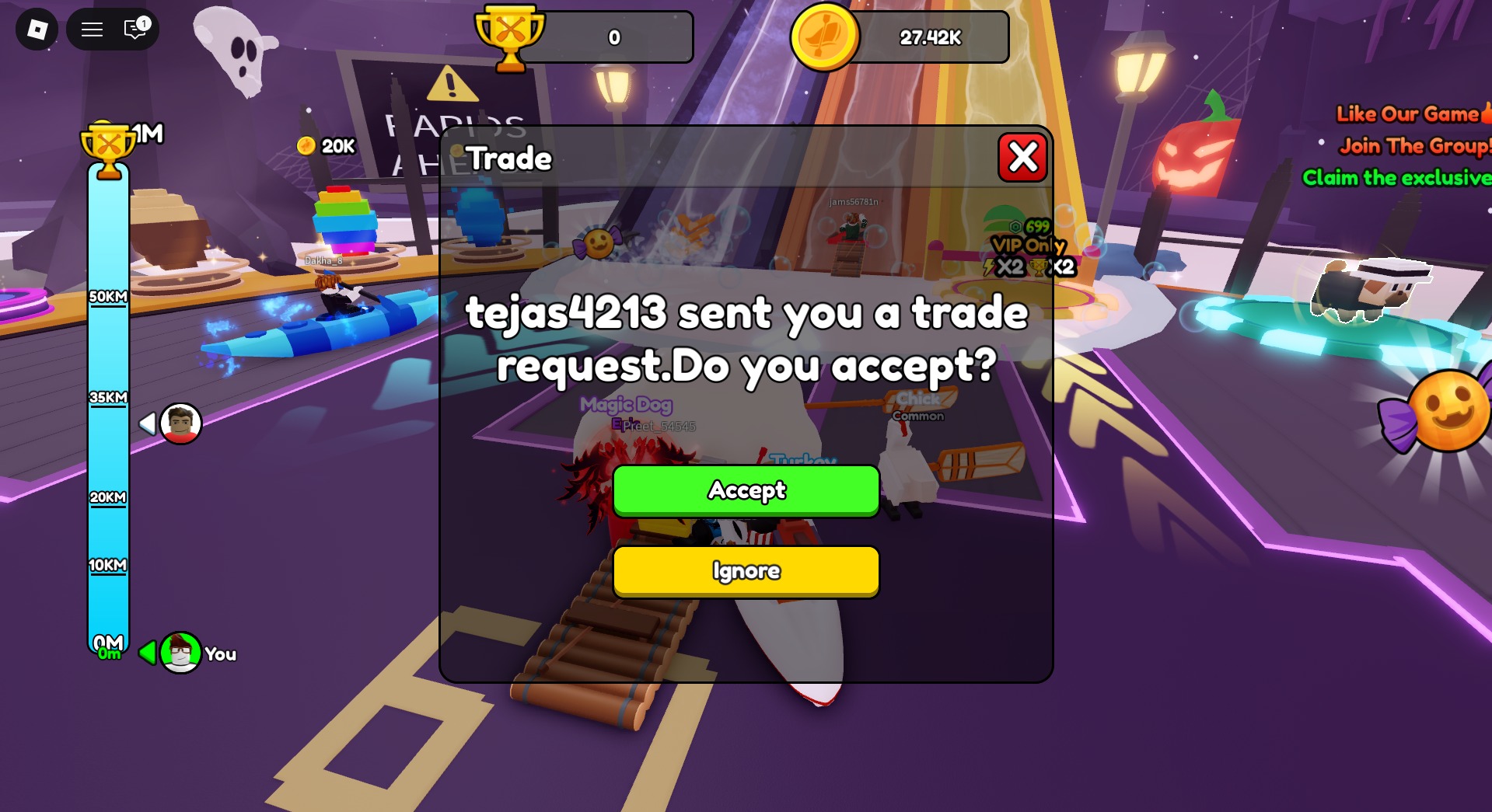 The pop-up you get when someone wants to trade with you (Image via Roblox Corporation)