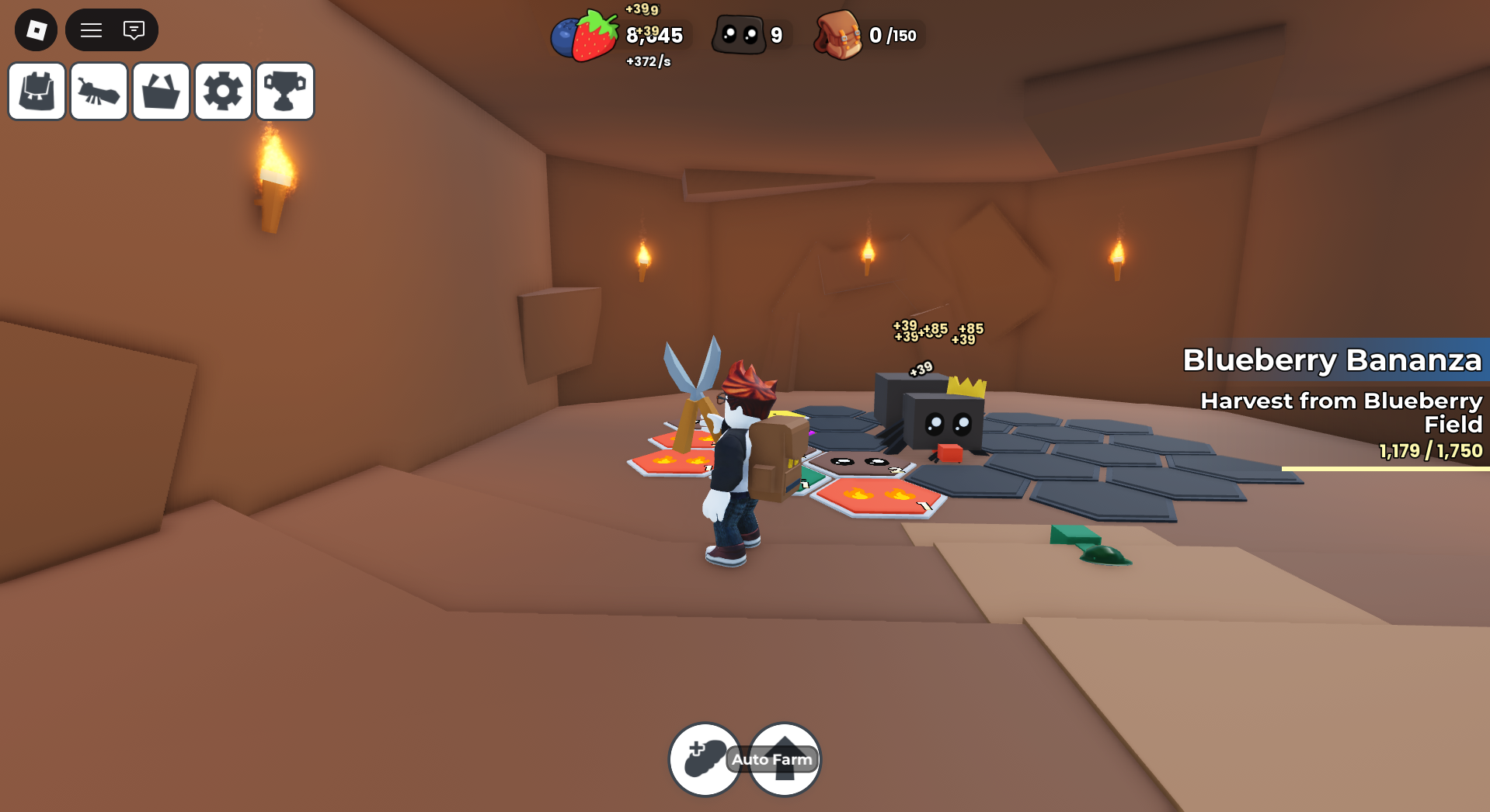 The ants are auto-farming and storing the food (Image via Roblox Corporation)