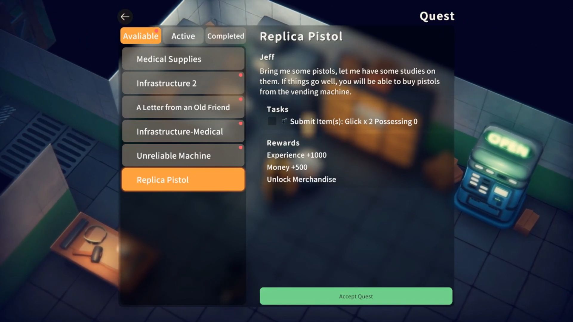 Quest log for Replica Pistol in Escape From Duckov (Image via Bilibili)