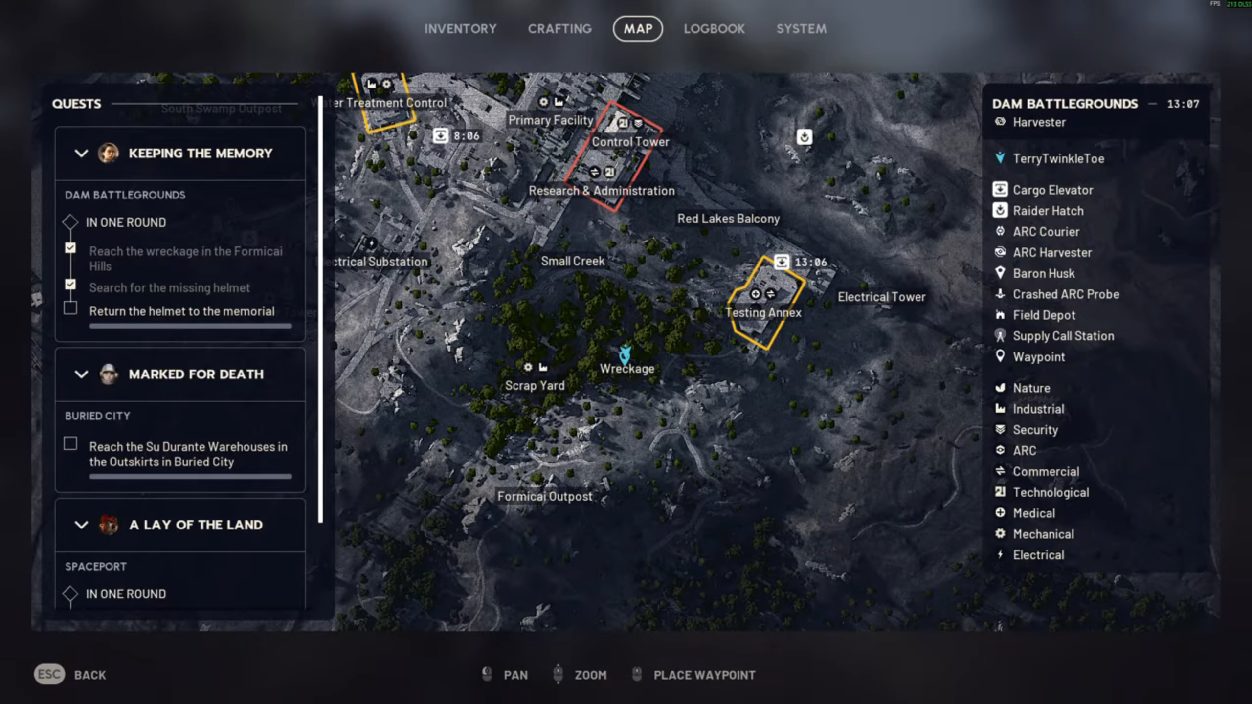 Wreckage location in the Dam Battlegrounds map (Image via Embark STudios)