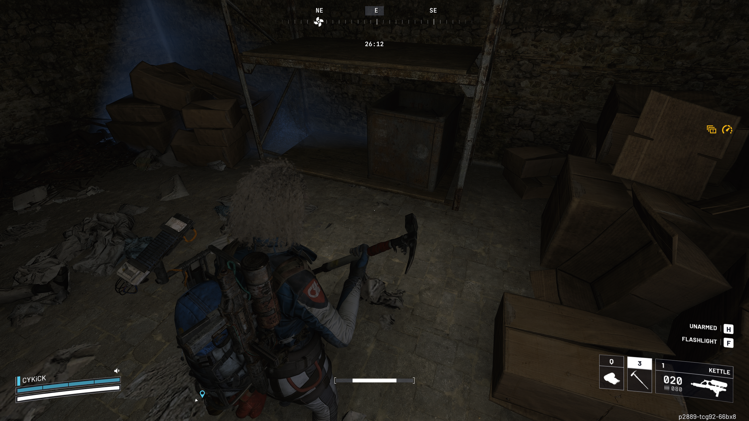 Enter the bunker and find the duck inside the containers (Image via Embark Studios)