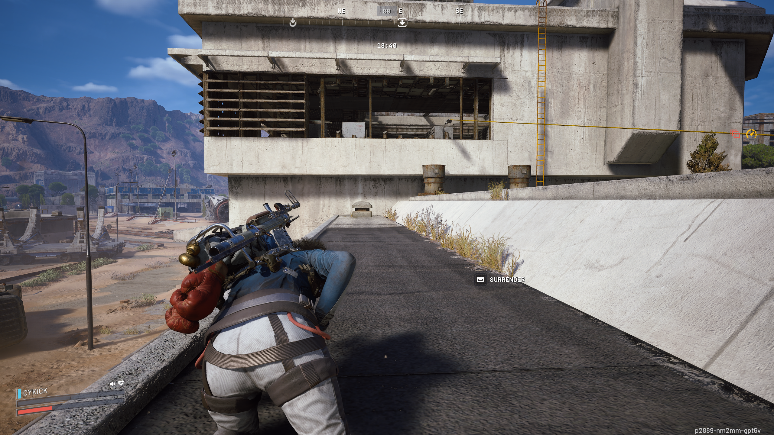 Cover behind the walls in this building while fighting the Rocketeer (Image via Embark Studios)