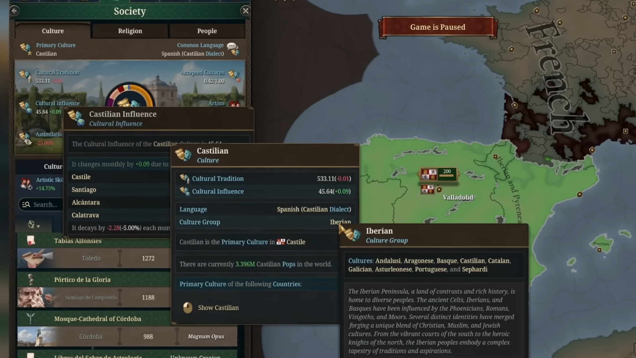 Cultural Influence in Europa Universalis 5 (Image via Paradox Interactive)