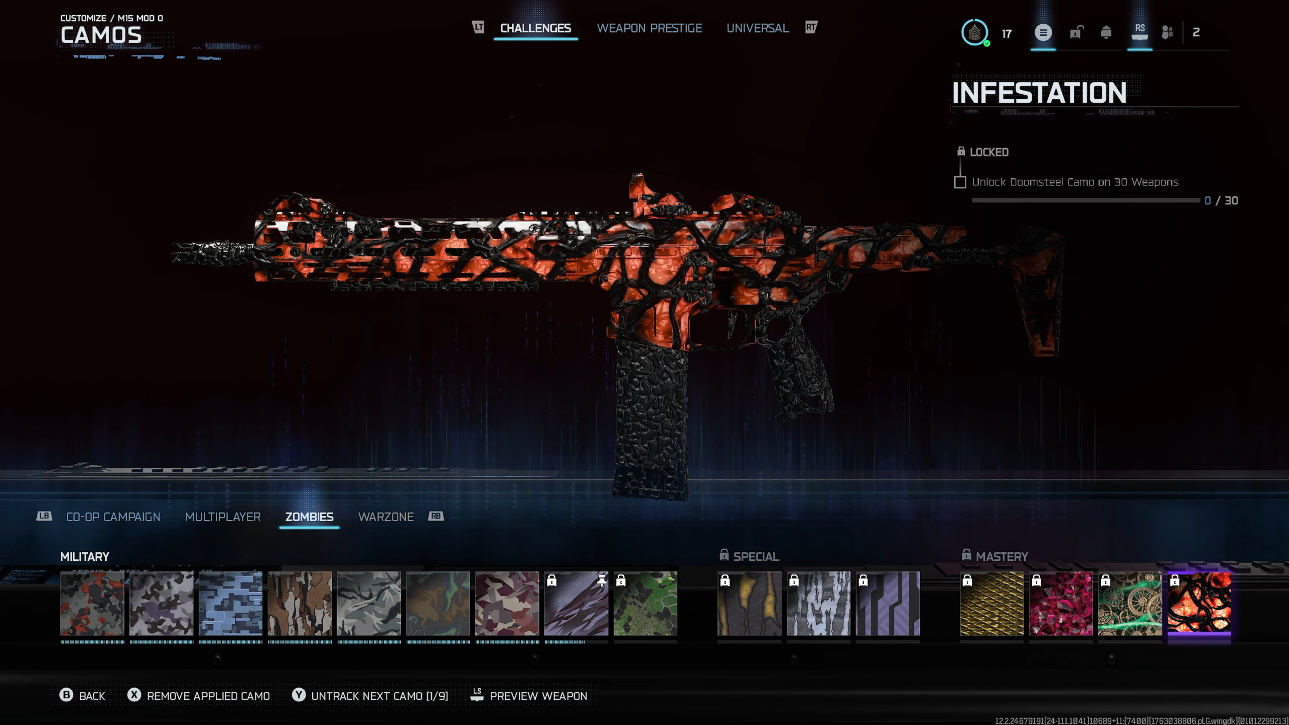 Infestation Camo Unlocking conditions (Image via Activision)