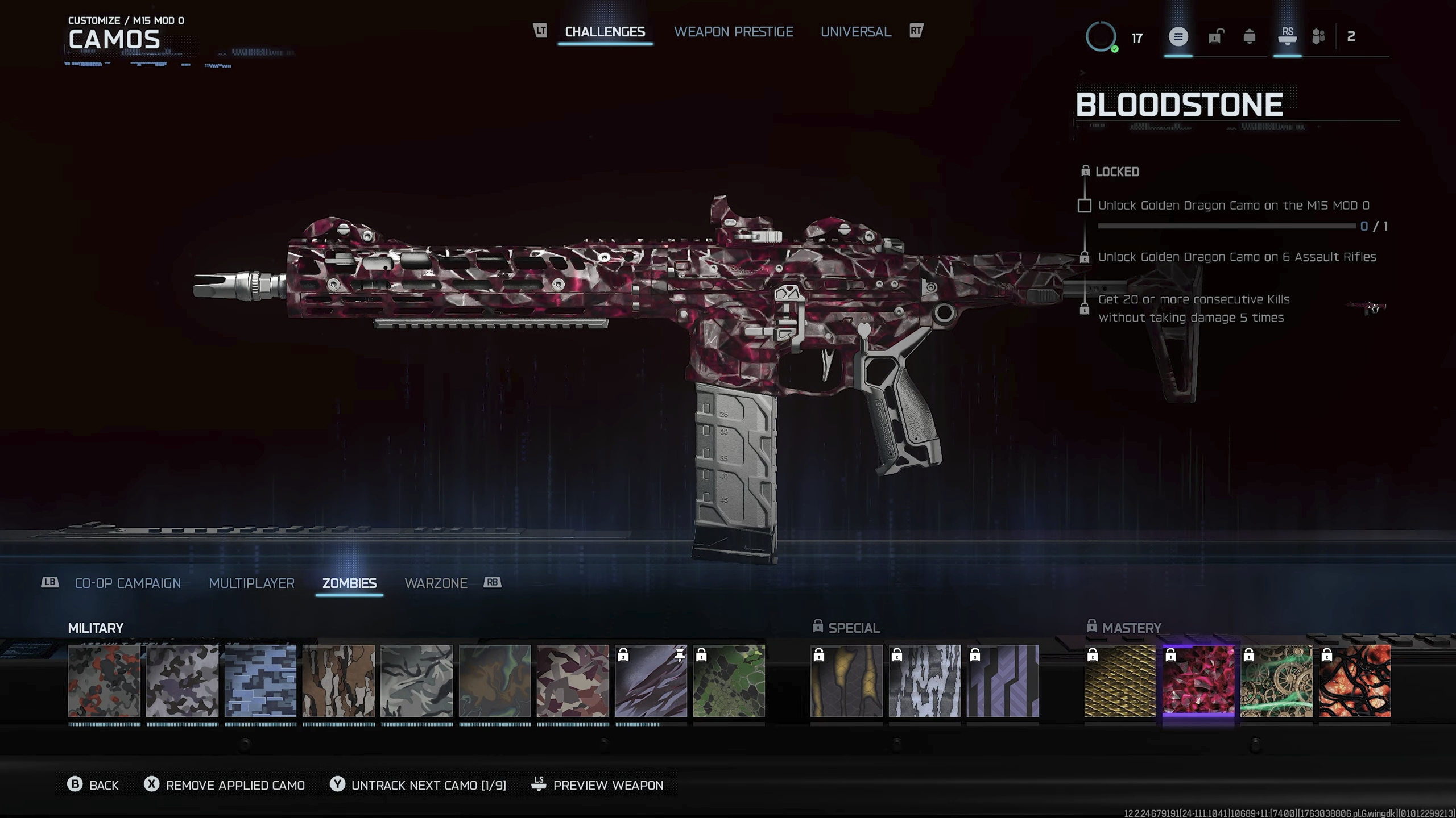 List of Mastery Camos (Image via Activision)