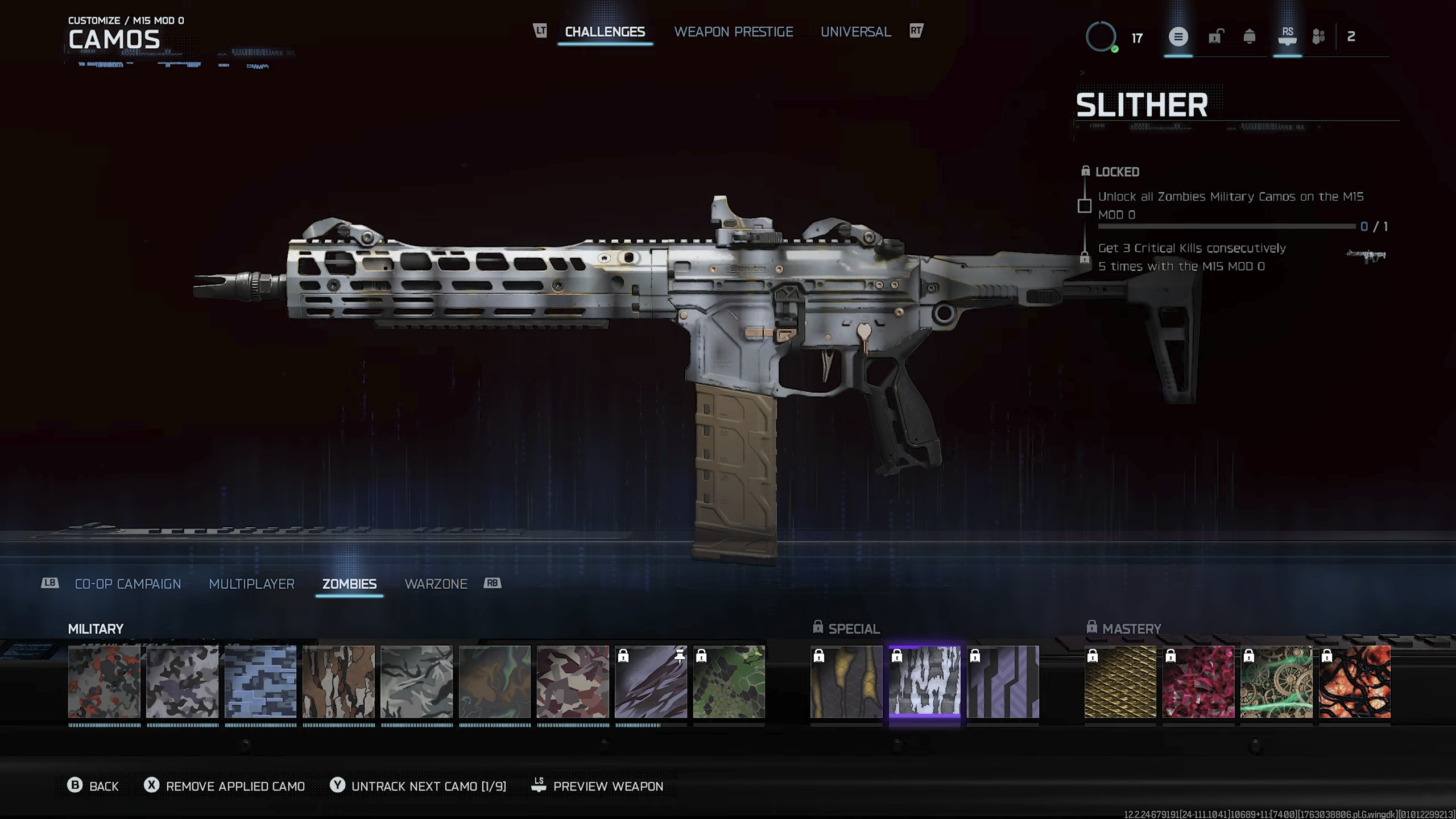 List of Special Zombie Camos (Image via Activision)