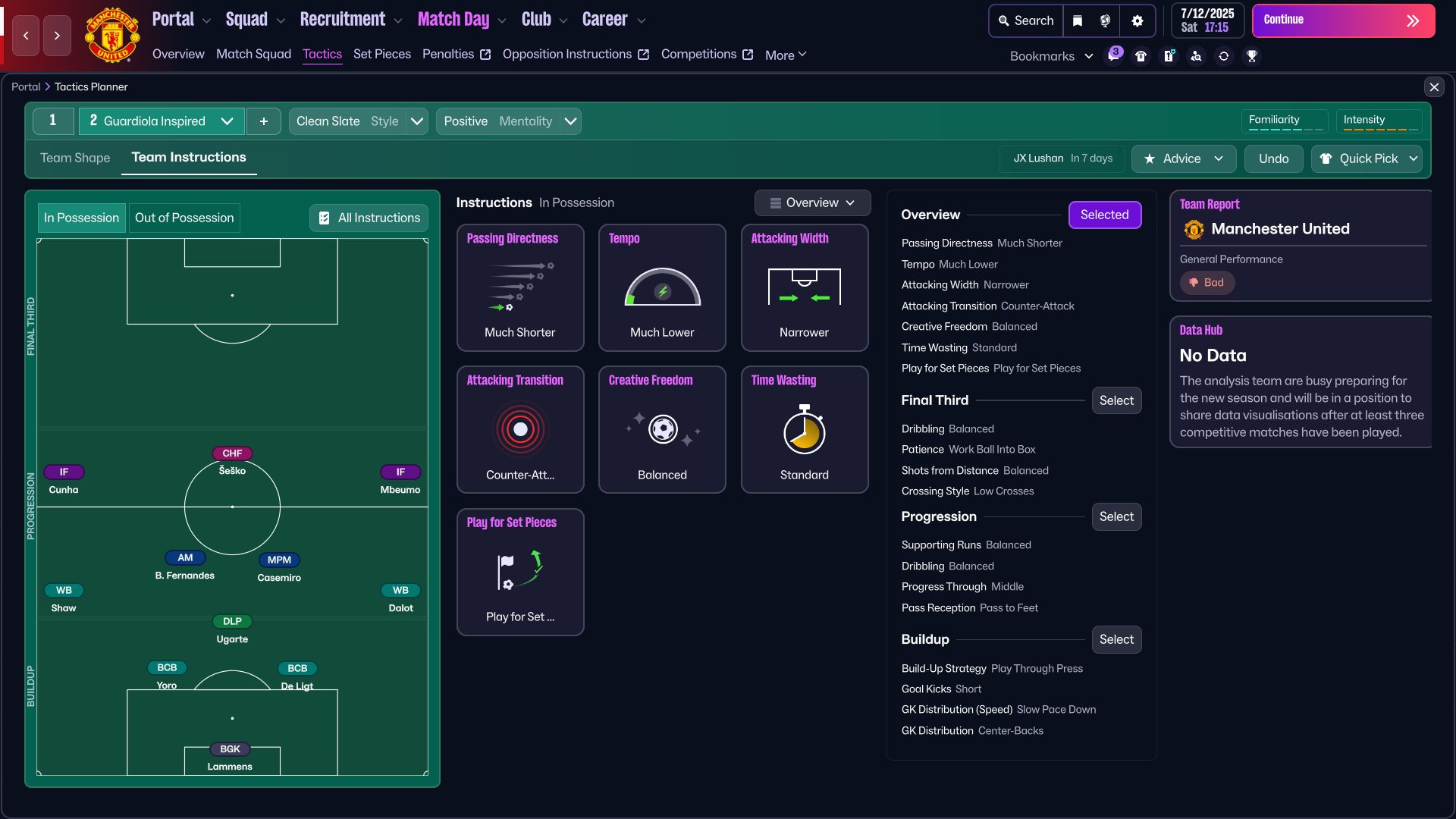 Instructions are key for this tactic in Football Manager 26 (Image via SEGA | Deltia's Gaming)