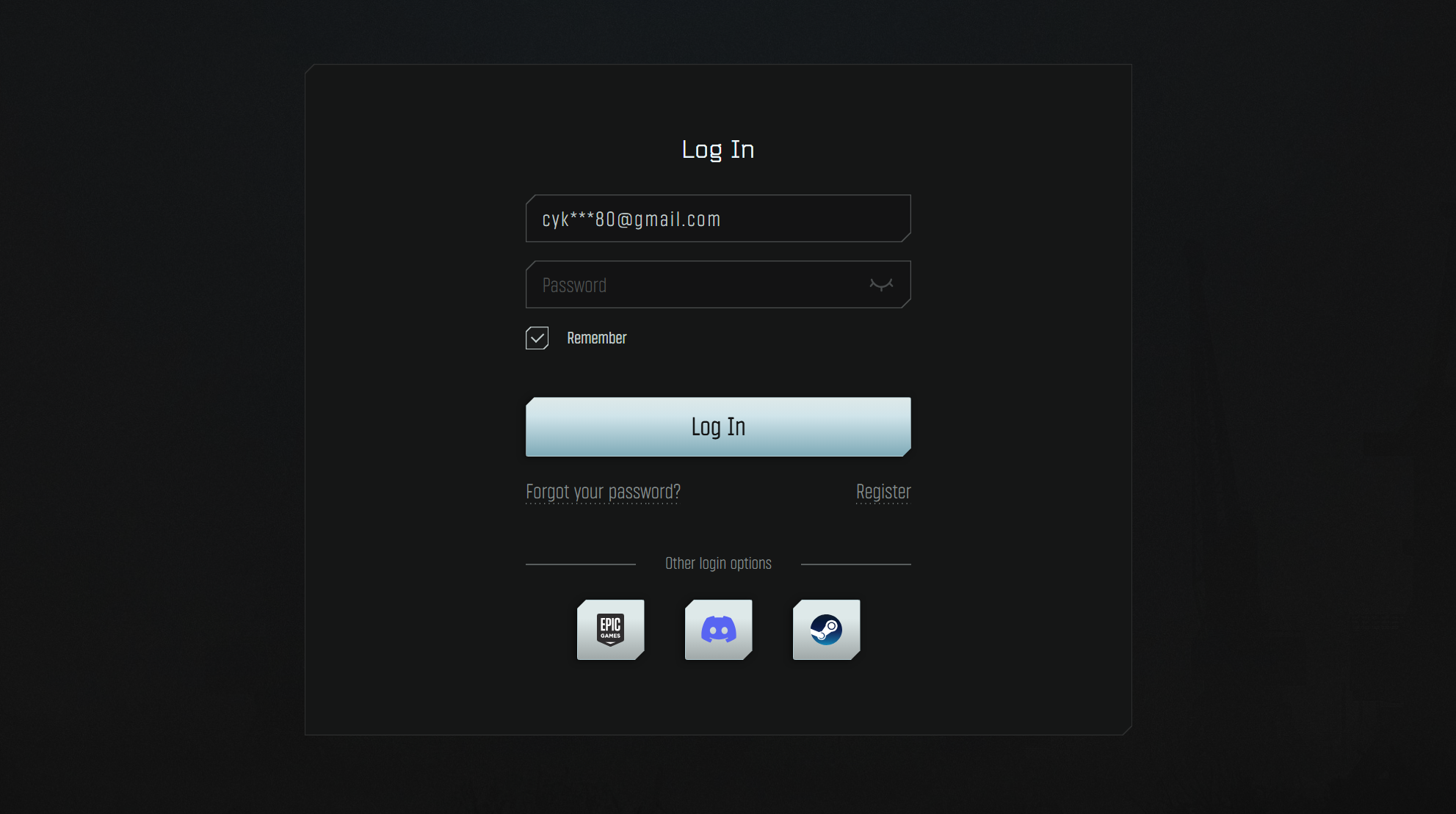 Log in to your BSG account on the website (Image via Battlestate Games)