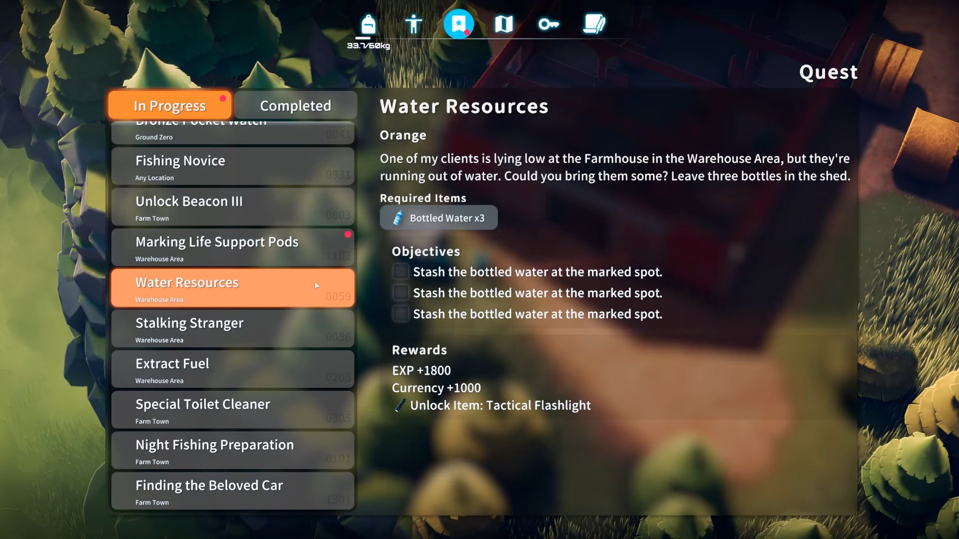 Water Resources quest log in Escape From Duckov (Image via bilibili | @The Ginger Empire/Youtube)