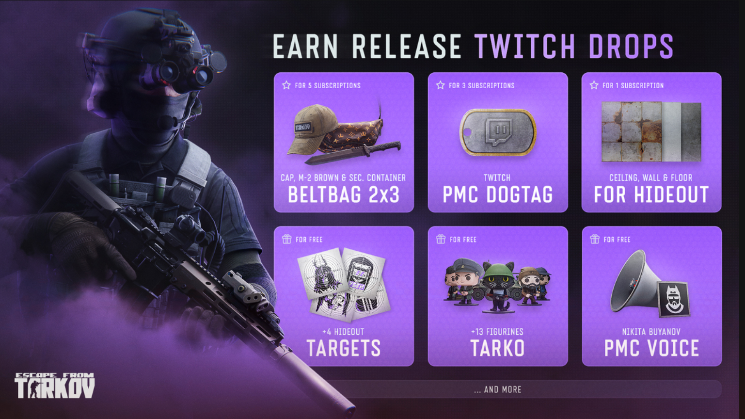 Twitch Drop Rewards for subscriptions (Image via Battlestate Games)