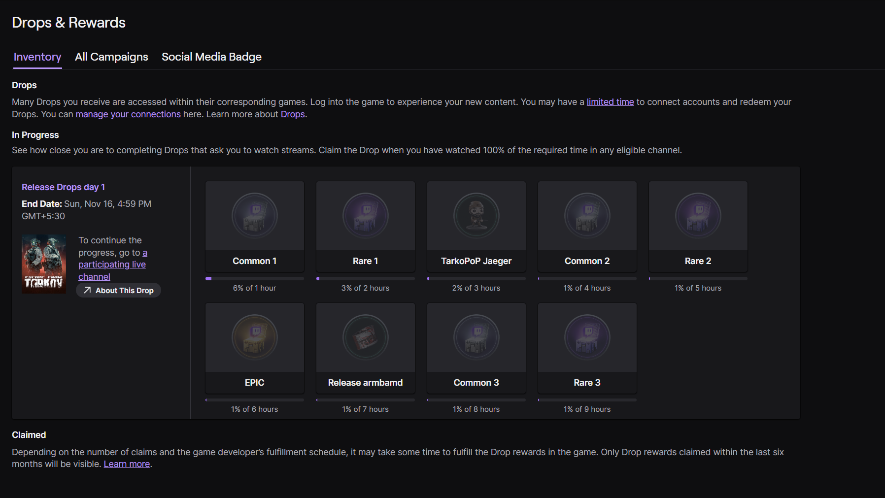 Head to the Inventory page in Twitch to check your daily rewards (Image via Twitch)