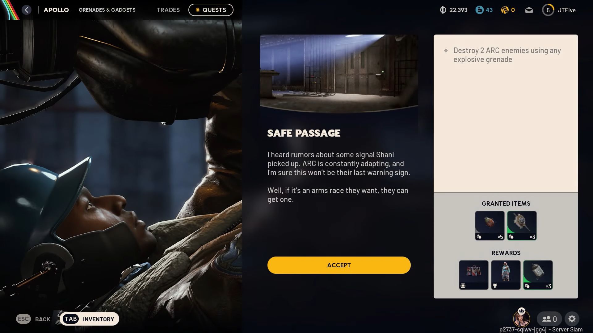 Quest log for the mission in Arc Raiders (Image via Embark Studios | @JudgeTwoFive/Youtube)