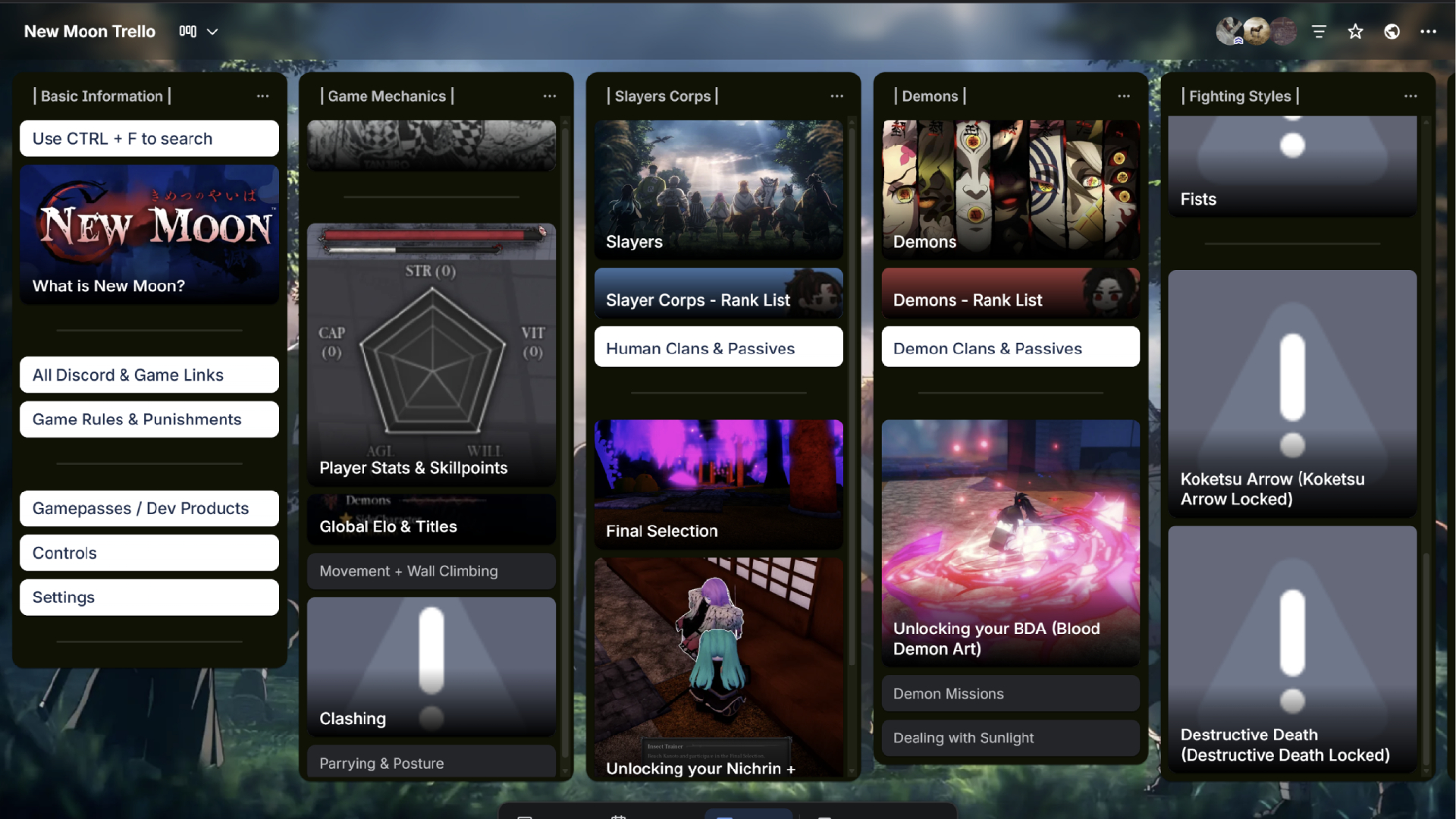 The Trello Board (Image via Roblox Corporation)