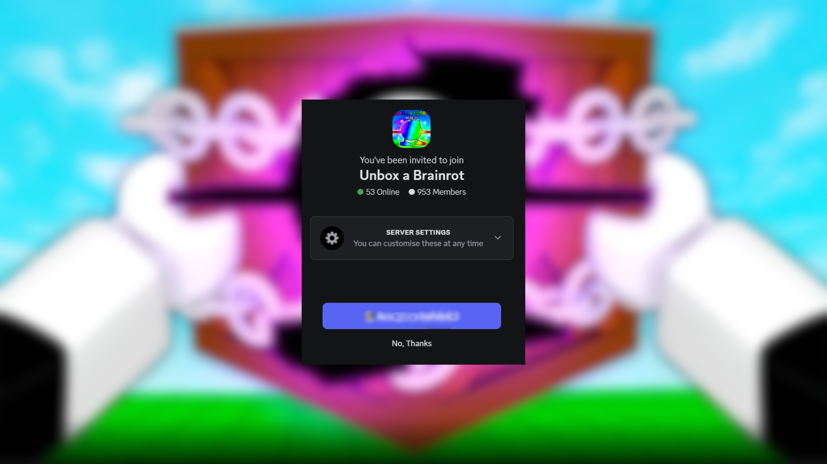 The Discord Invite in Unbox a Brainrot (Image via Roblox Corporation)