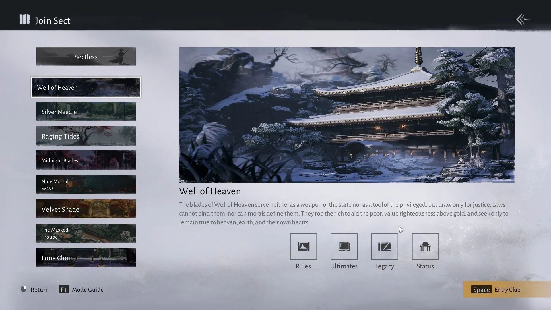 You'll have to follow a series of steps to join the Well of Heaven sect (Source: NetEase Games)