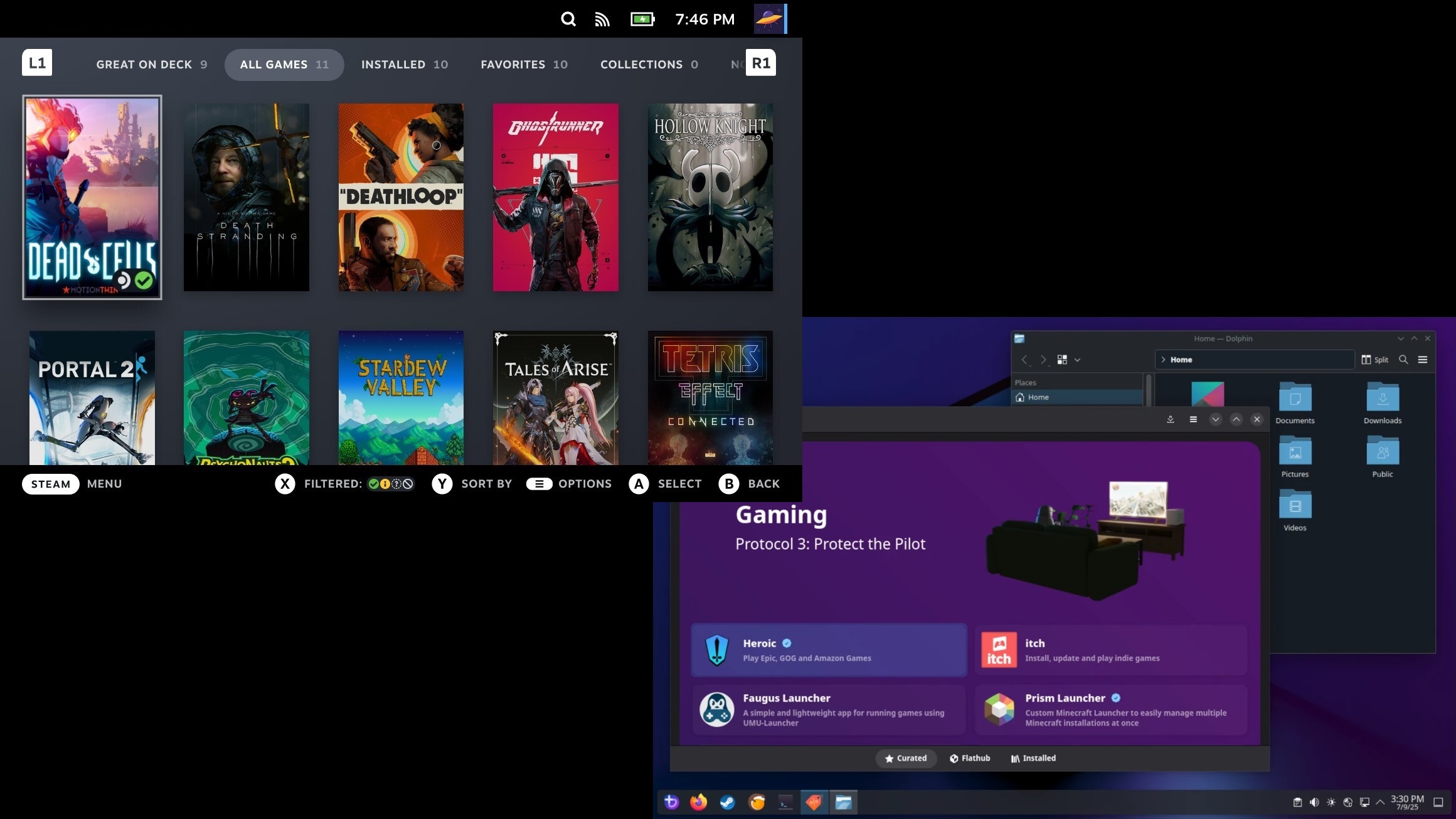 Picture of SteamOS and Bazzite Linux distros