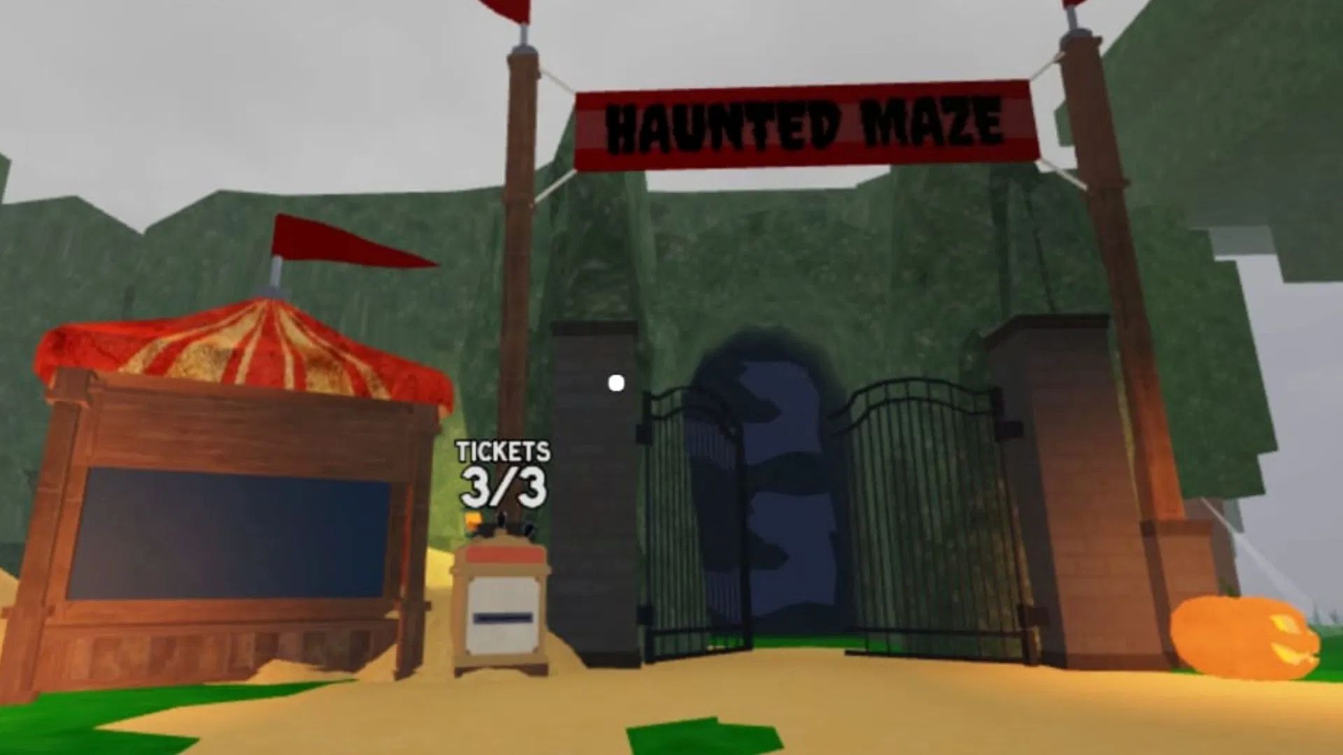Explore the carnival to win tickets in 99 Nights in the Forest (Image via Roblox Corporation)