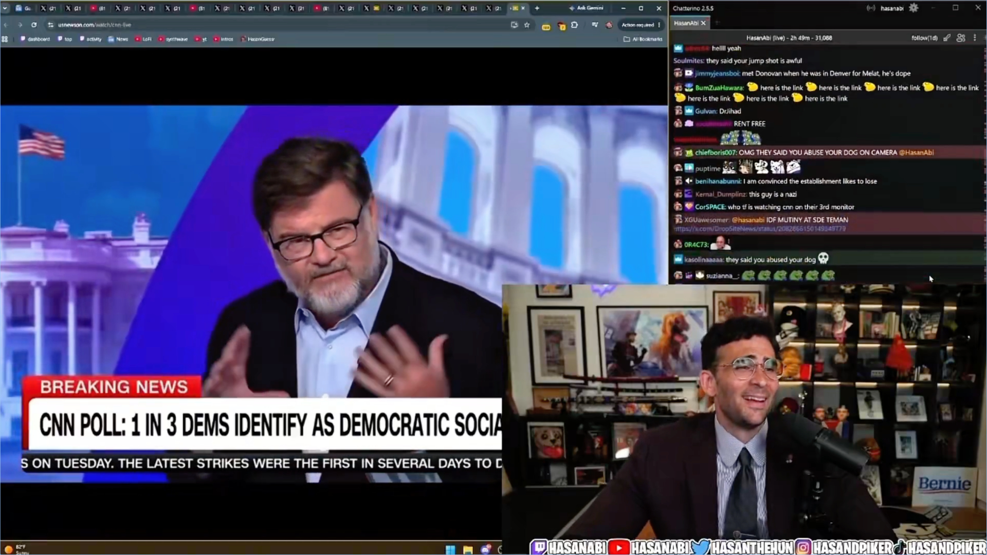 Hasan Pike reacts after Jonah Goldberg calls him an animal abuser (Image via Twitch/HasanAbi)
