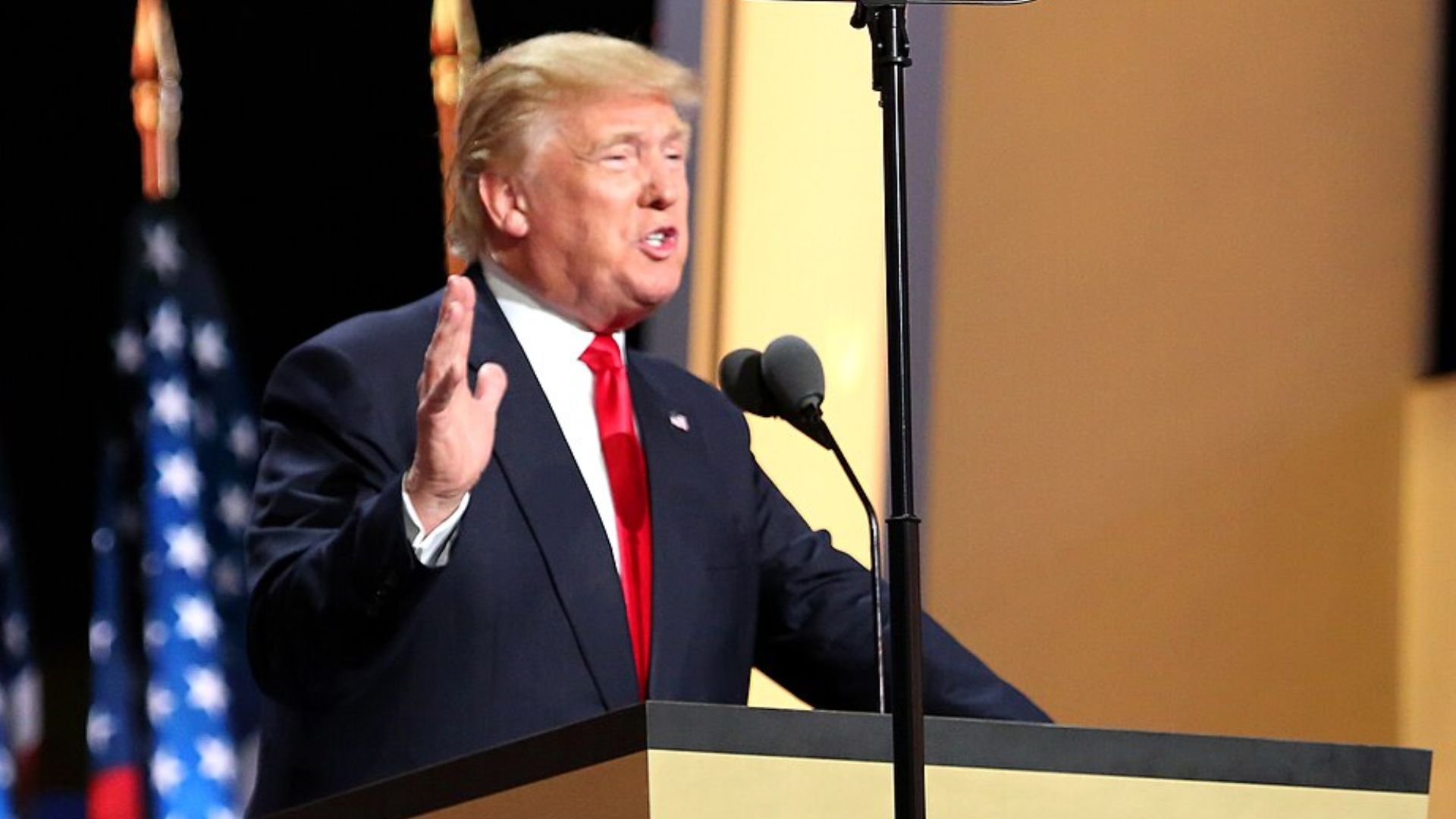 Donald Trump was "chasing down a small child on stage" (Source: A. Shaker/Wikimedia)