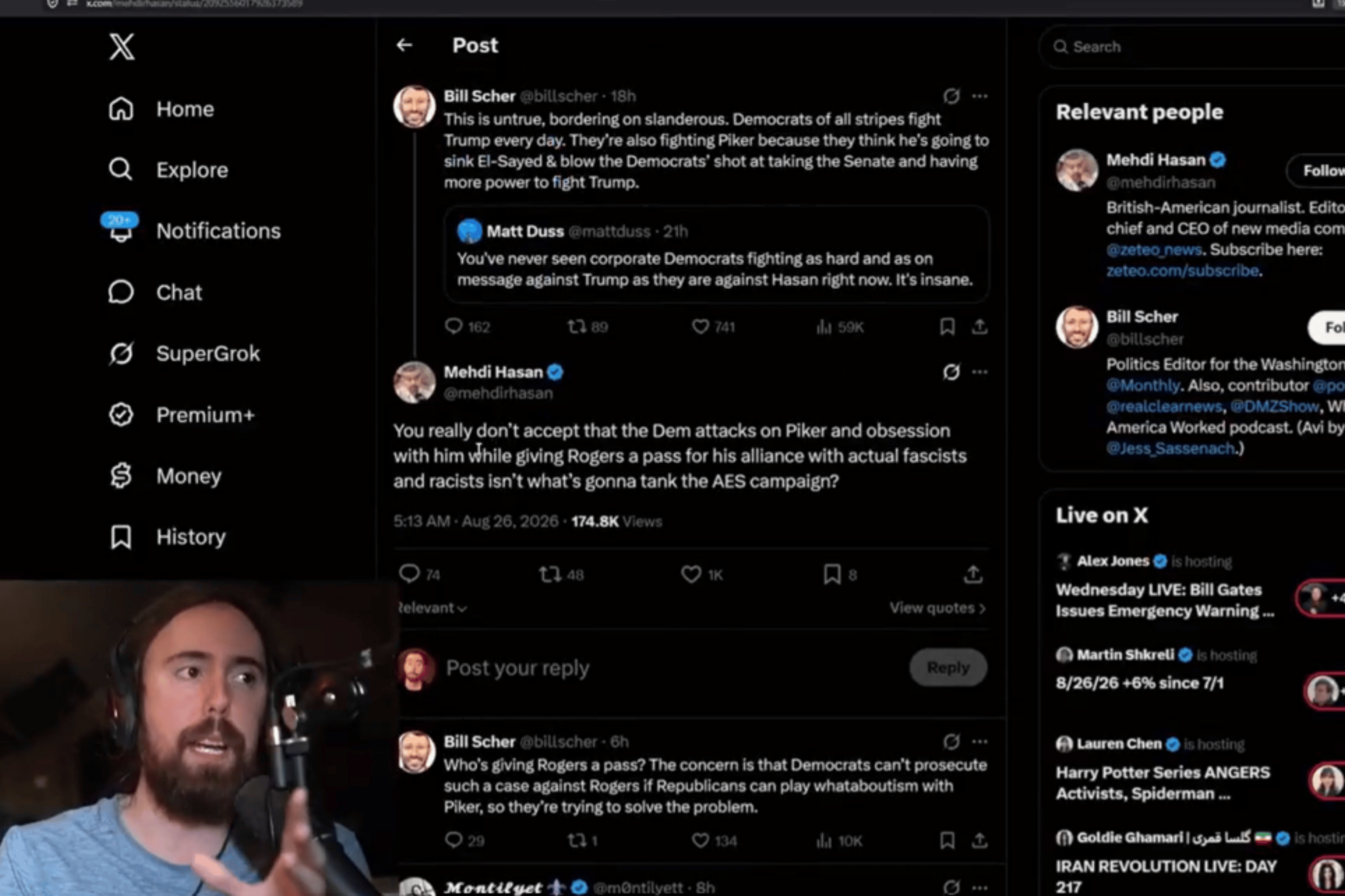 Asmongold sparks intense debate online after delivering a harsh response to Mehdi Hasan.