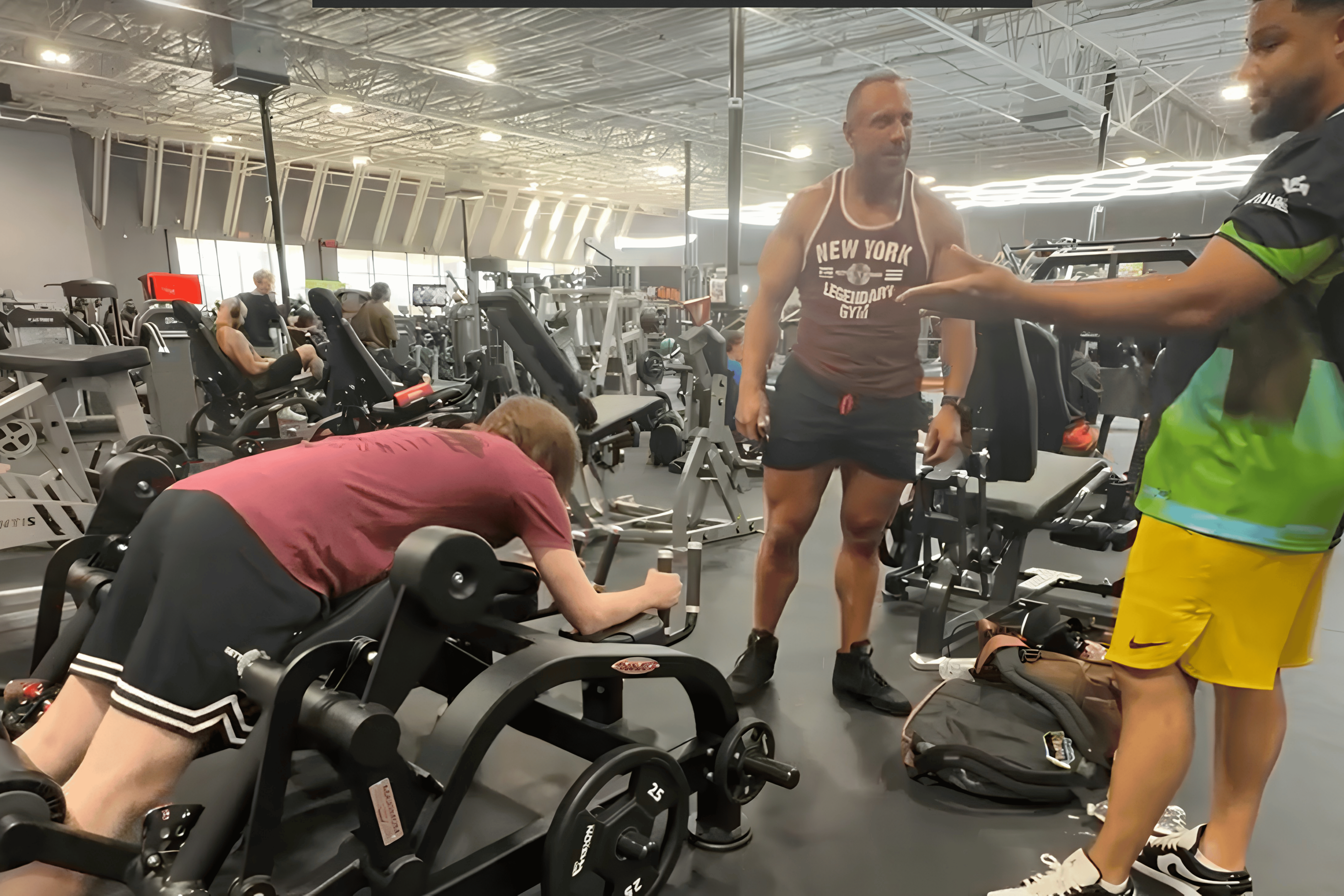 Twitch streamer Sodapoppin using a hamstring curl machine at the gym during an intense leg day workout on August 13, 2026.