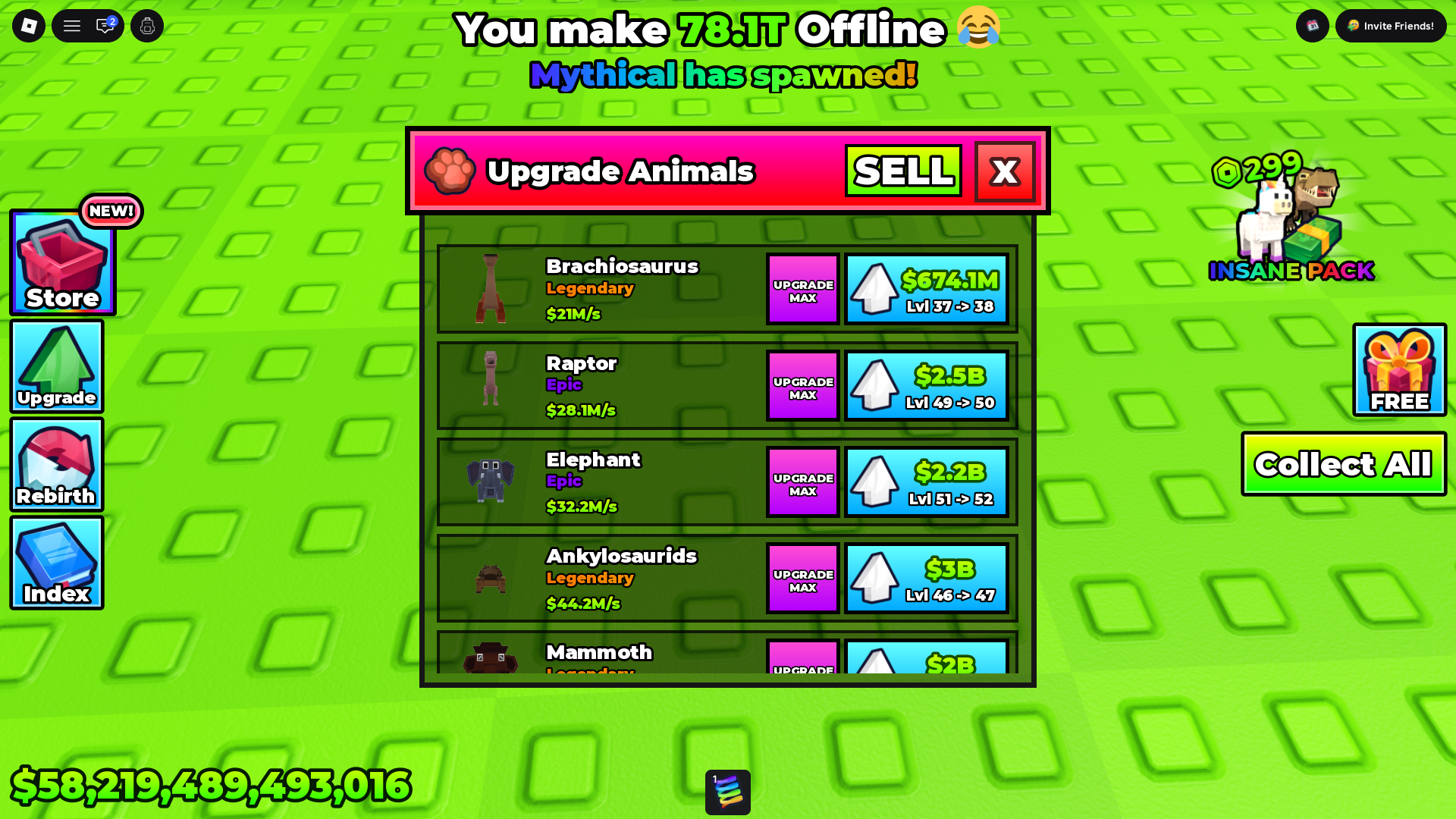 Upgrading Animals (Image via Roblox Corporation)