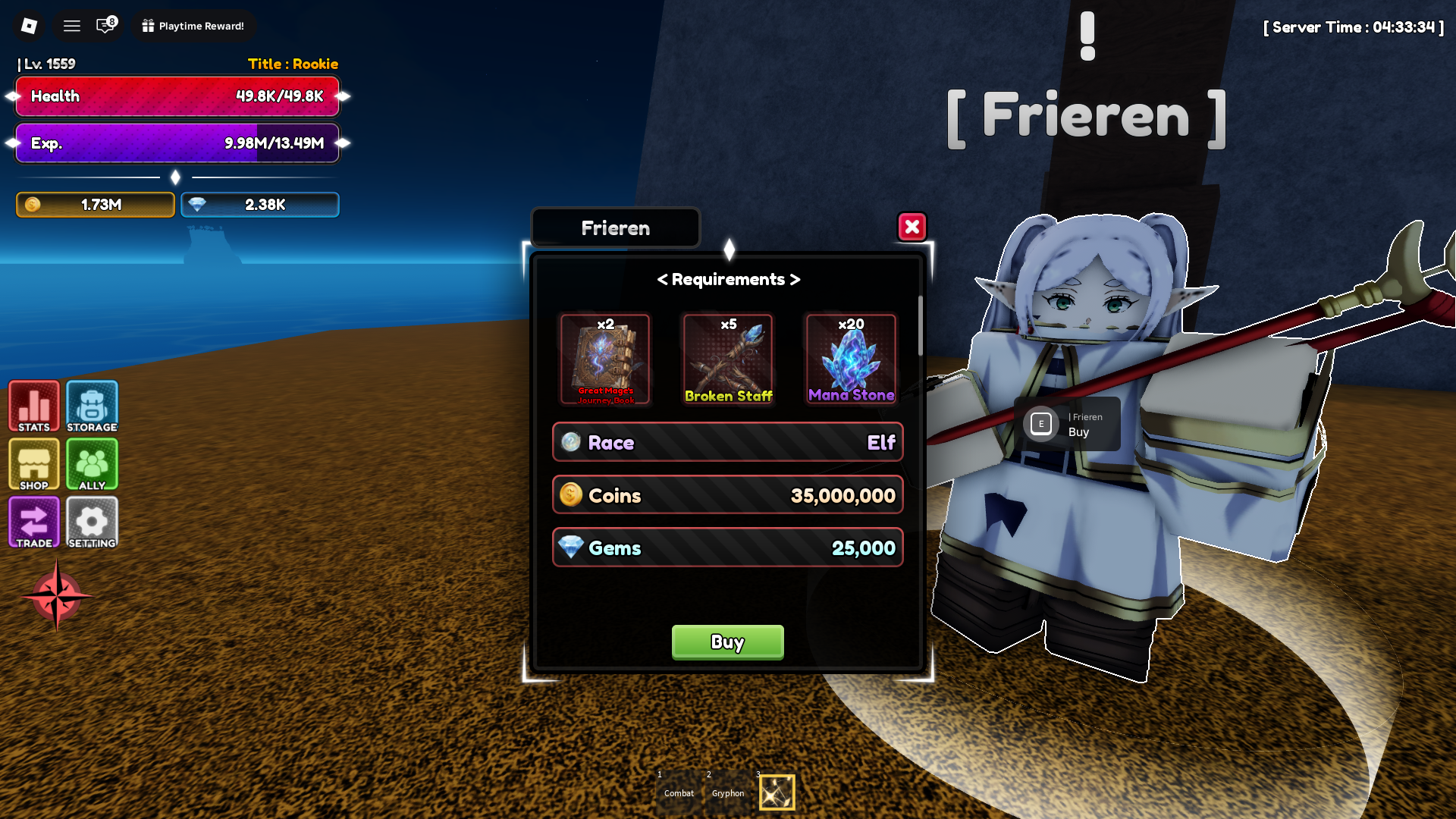 Frieren Requirements (Image via Roblox Corporation)