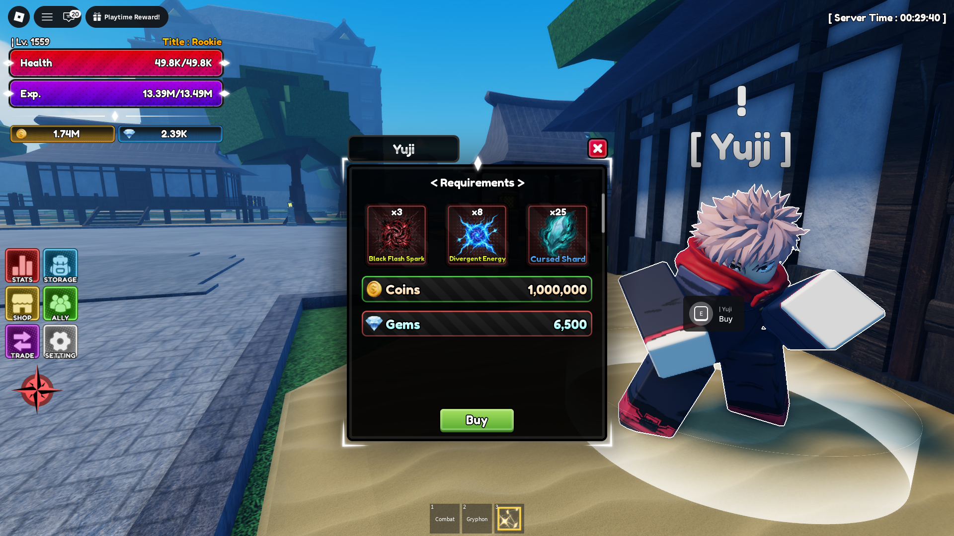 Yuji Requirements (Image via Roblox Corporation)