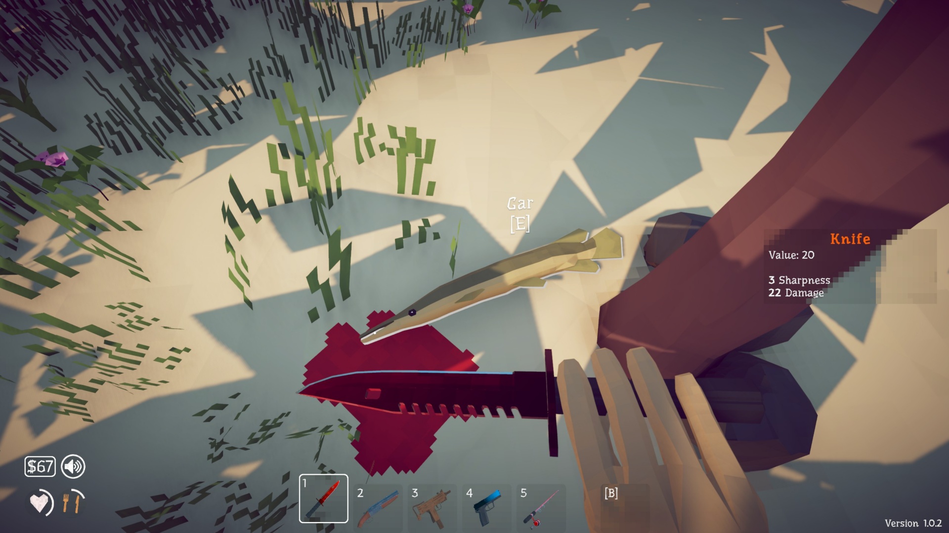 What item killed the hungry fish? My Doppler Ruby Knife (Image via Dazed Games | Deltia’s Gaming)