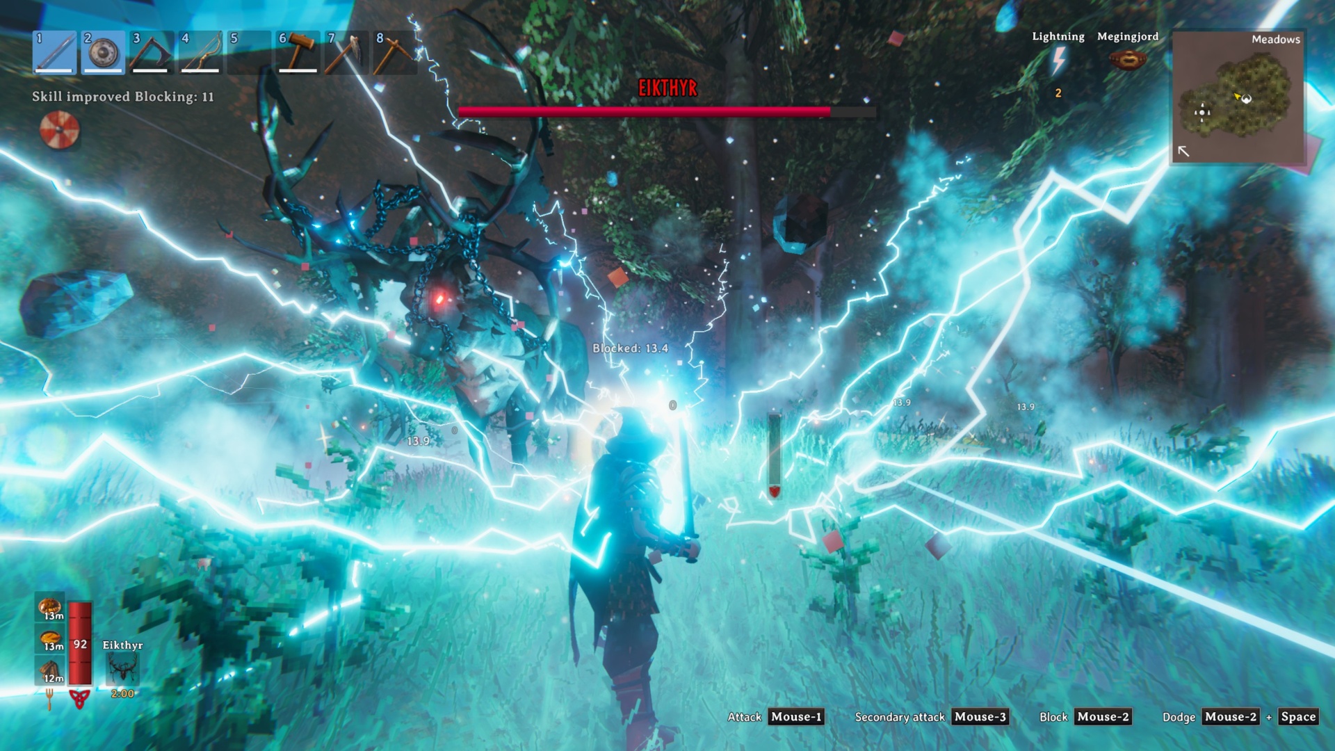 Defeat the Eikthyr and claim its trophy in Valheim (Image via Coffee Stain | Deltia’s Gaming)