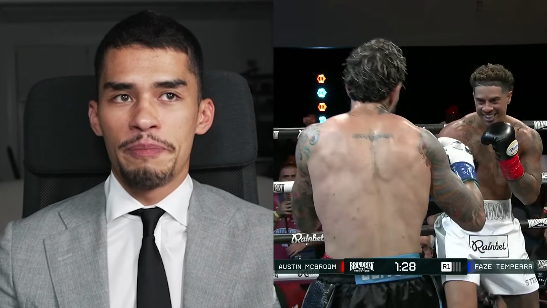 Sneako reacts to Austin McBroom knocking out FaZe Temperrr (Image via SNEAKO LIVE, Adin Live_YouTube)